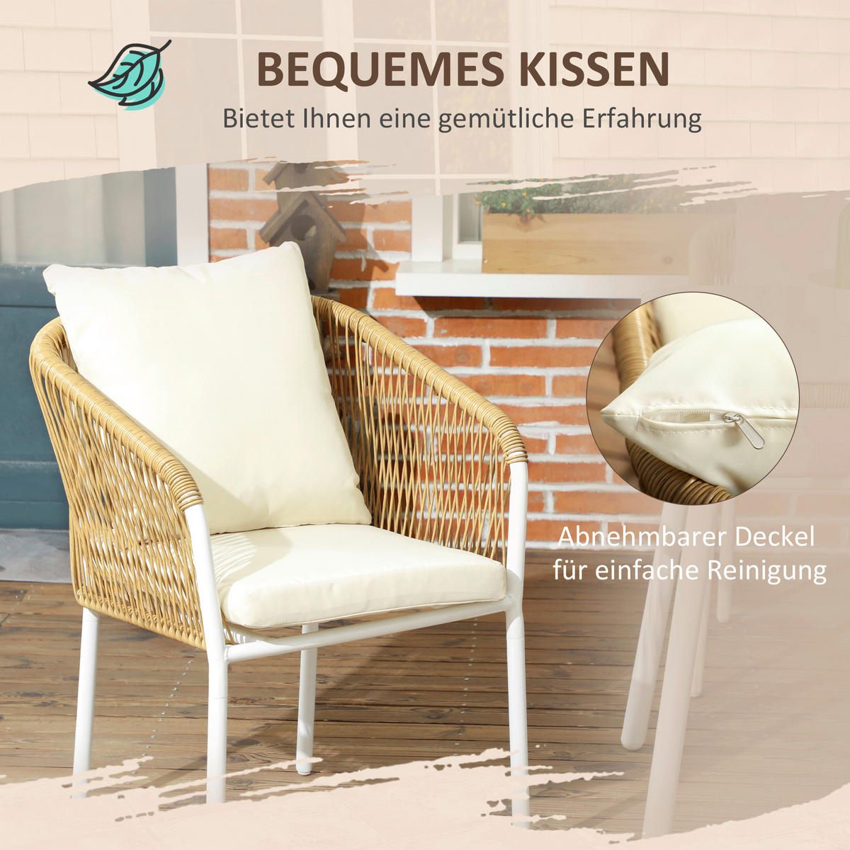 Outsunny Bistro-Set gelb Aluminium B/H/L: ca. 80x74x140 cm Bistro-Set - gelb (140,00/80,00/74,00cm) - Outsunny