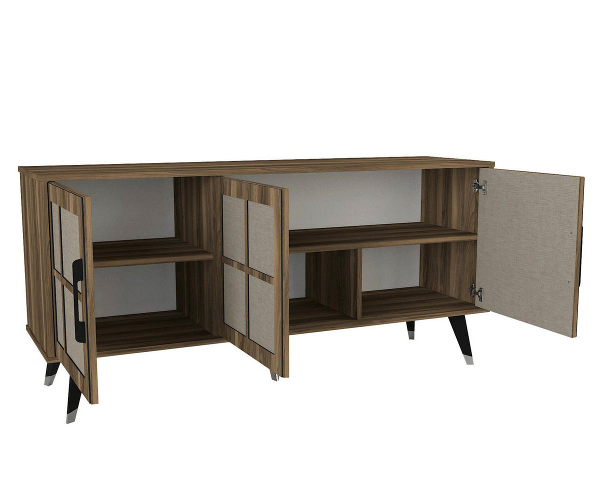 Sideboard Logan walnuss Nachbildung grau B/H/T: ca. 160x76x45 cm Logan - walnuss/grau (160,00/76,00/45,00cm) - moebel17