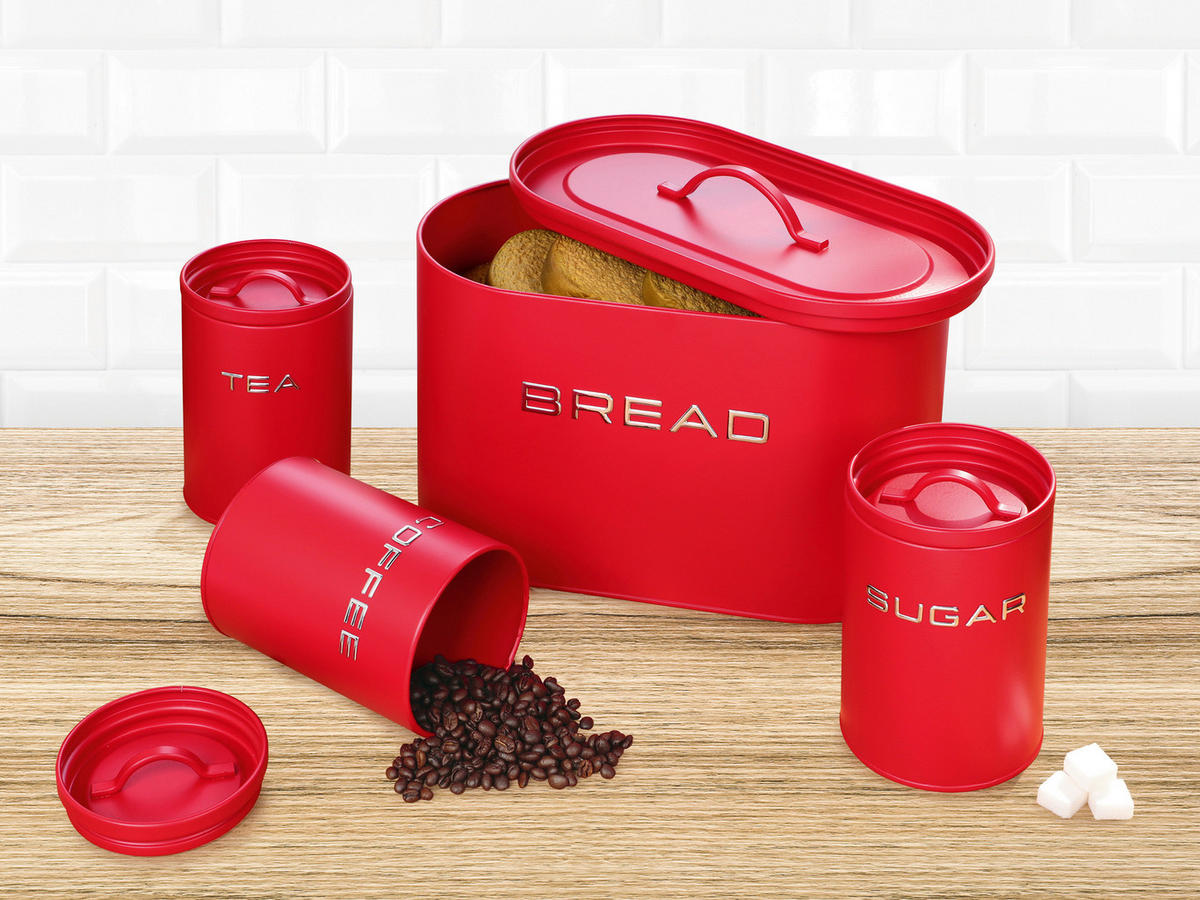 GOURMETmaxx Vorratsdosenset rot B/H/L: ca. 18x23x34 cm Vorratsdosenset_8tlg. - rot (34,00/18,00/23,00cm) - GOURMETmaxx