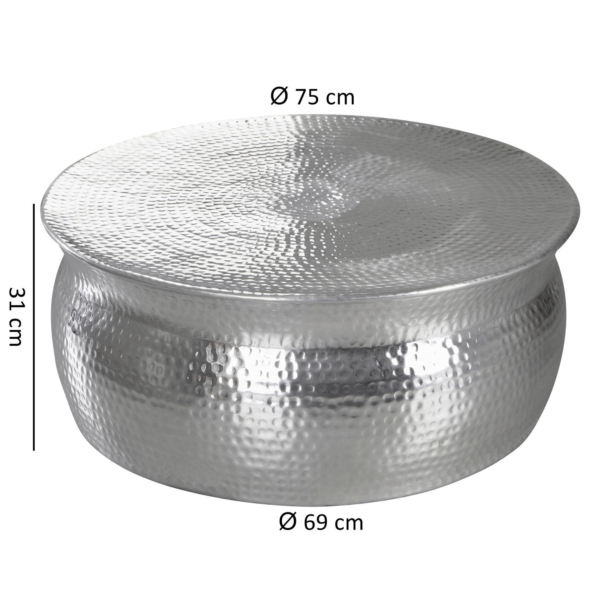Couchtisch silber B/H/T: ca. 75x31x75 cm Couchtisch - silber (75,00/31,00/75,00cm) - Wohnling