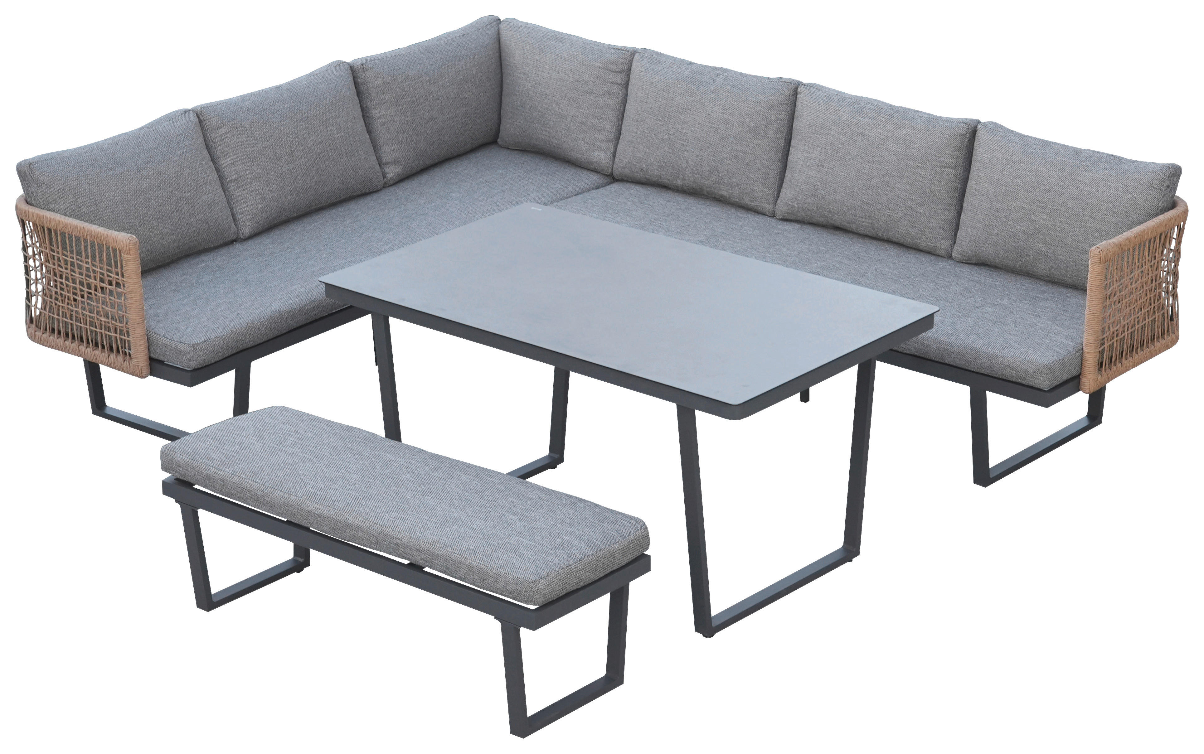 POCOline Gartensitzgruppe Cancun grau Alu Cancun - natur/grau - POCOline