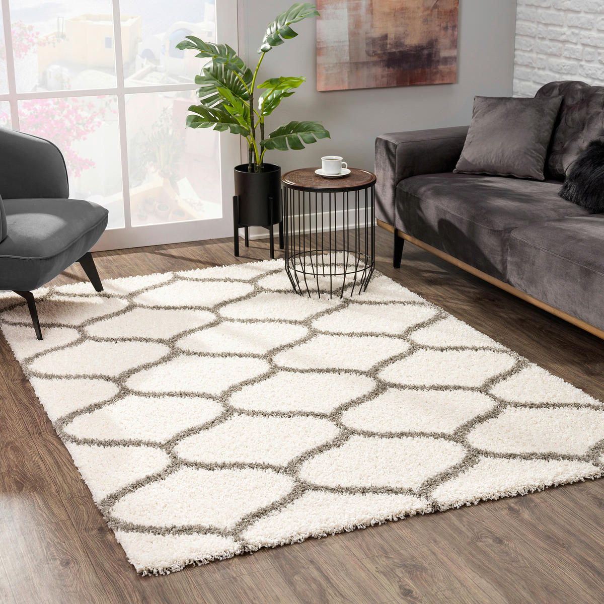Sanat Hochflorteppich MADRID creme B/L: ca. 120x170 cm MADRID - creme (120,00/170,00cm) - Sanat
