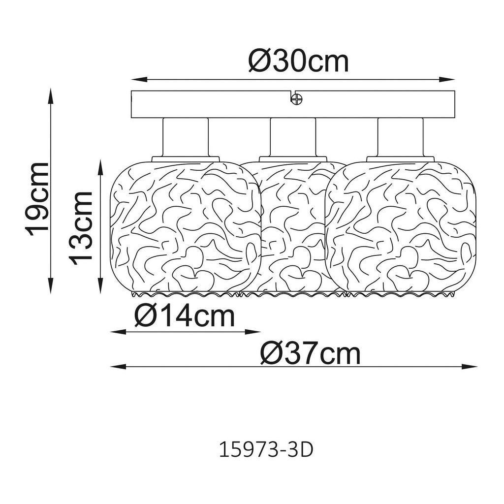 Thumbnail - GLOBO Deckenleuchte Rauch beige Glas Metall B/H/L: ca. 34x27,5x34 cm 3 Brennstellen