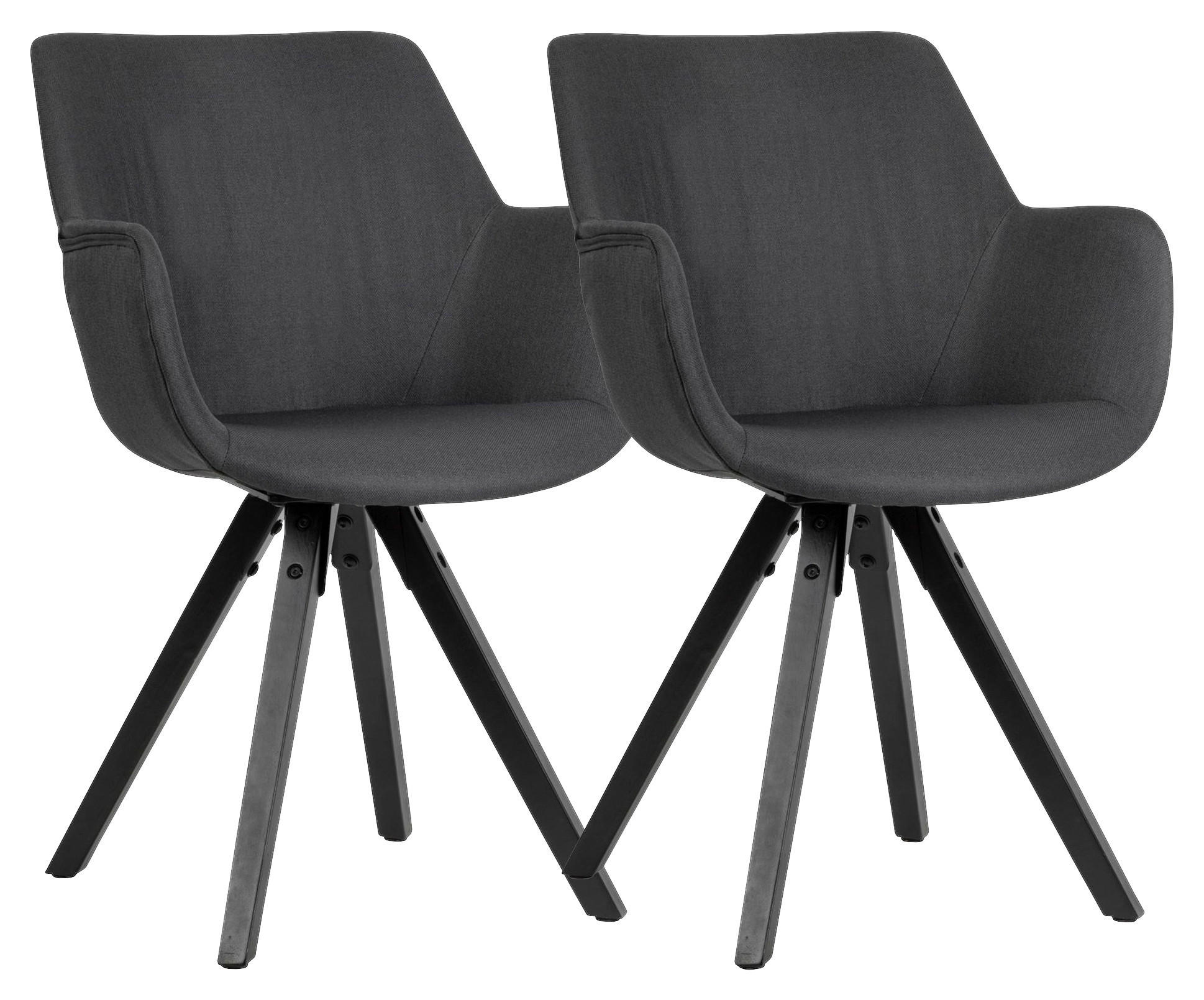 Stuhl anthrazit schwarz Stoff Echtholz B/H/T: ca. 54x85x58 cm Esszimmerstuhl - schwarz/anthrazit (54,00/85,00/58,00cm) - Wohnling