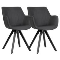 Stuhl anthrazit schwarz Stoff Echtholz B/H/T: ca. 54x85x58 cm Esszimmerstuhl - schwarz/anthrazit (54,00/85,00/58,00cm) - Wohnling