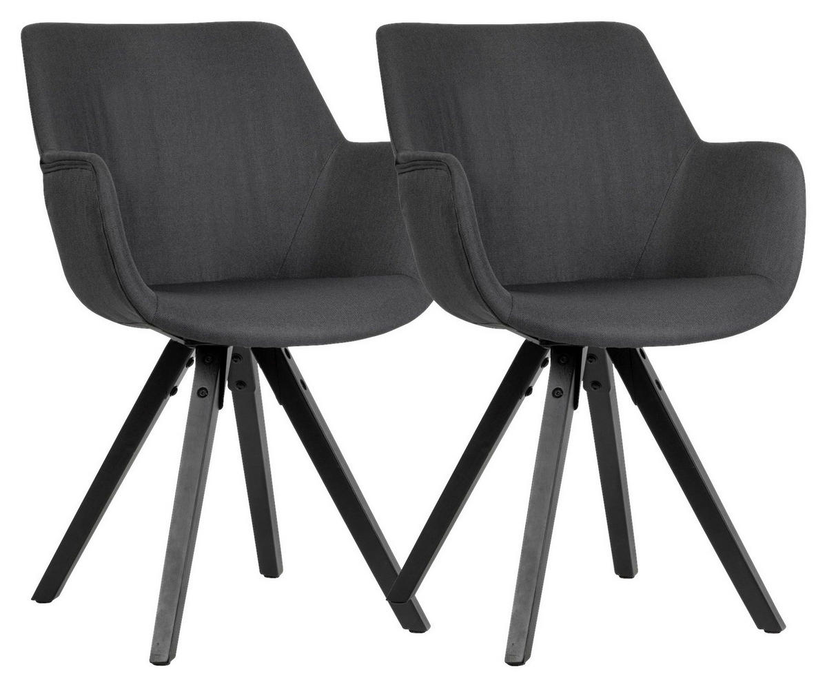 Stuhl anthrazit schwarz Stoff Echtholz B/H/T: ca. 54x85x58 cm Esszimmerstuhl - schwarz/anthrazit (54,00/85,00/58,00cm) - Wohnling