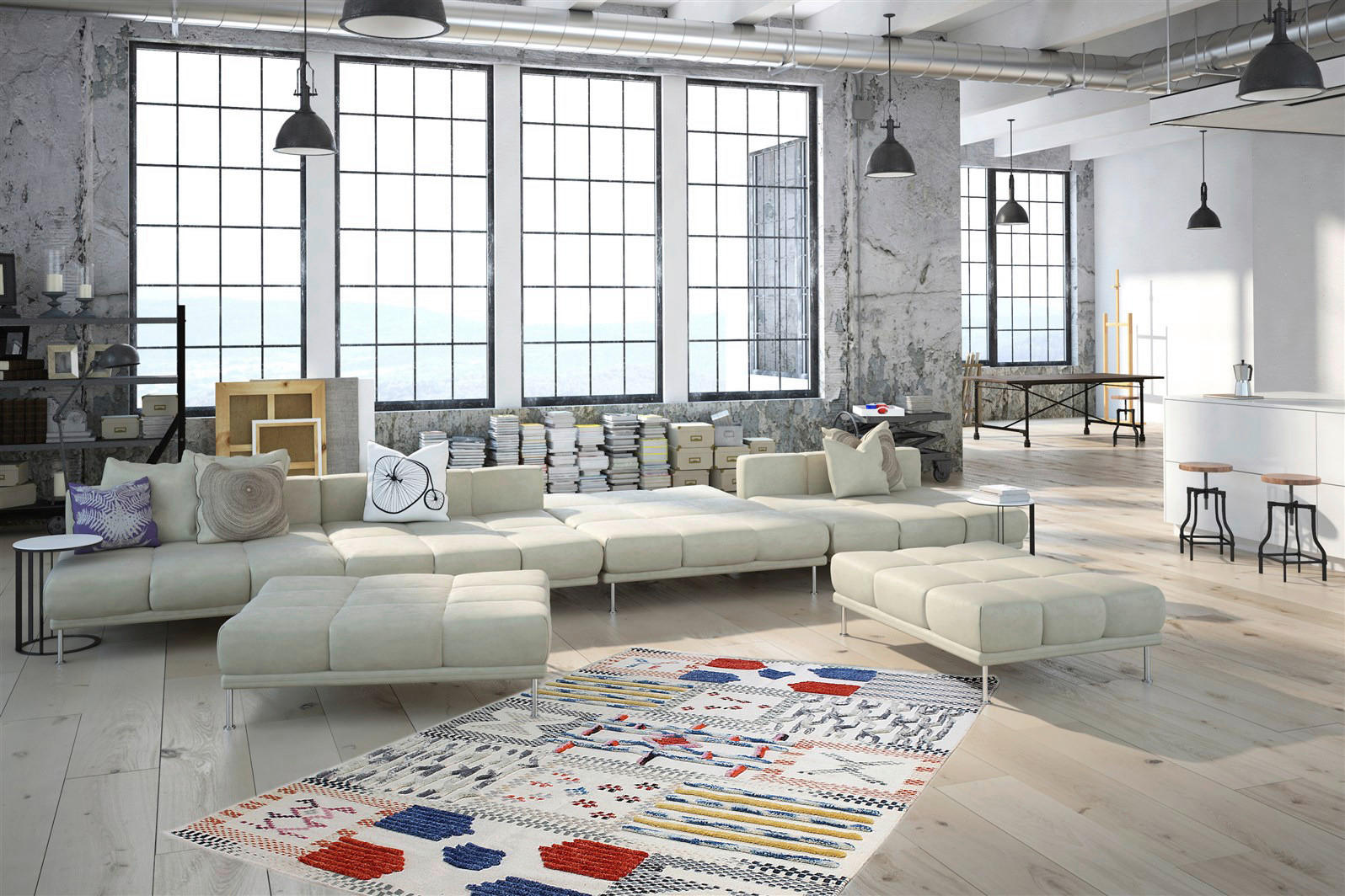Kayoom Kurzflorteppich Empire 110 mehrfarbig B/L: ca. 80x150 cm Empire 110 - mehrfarbig/elfenbein (80,00/150,00cm) - Kayoom