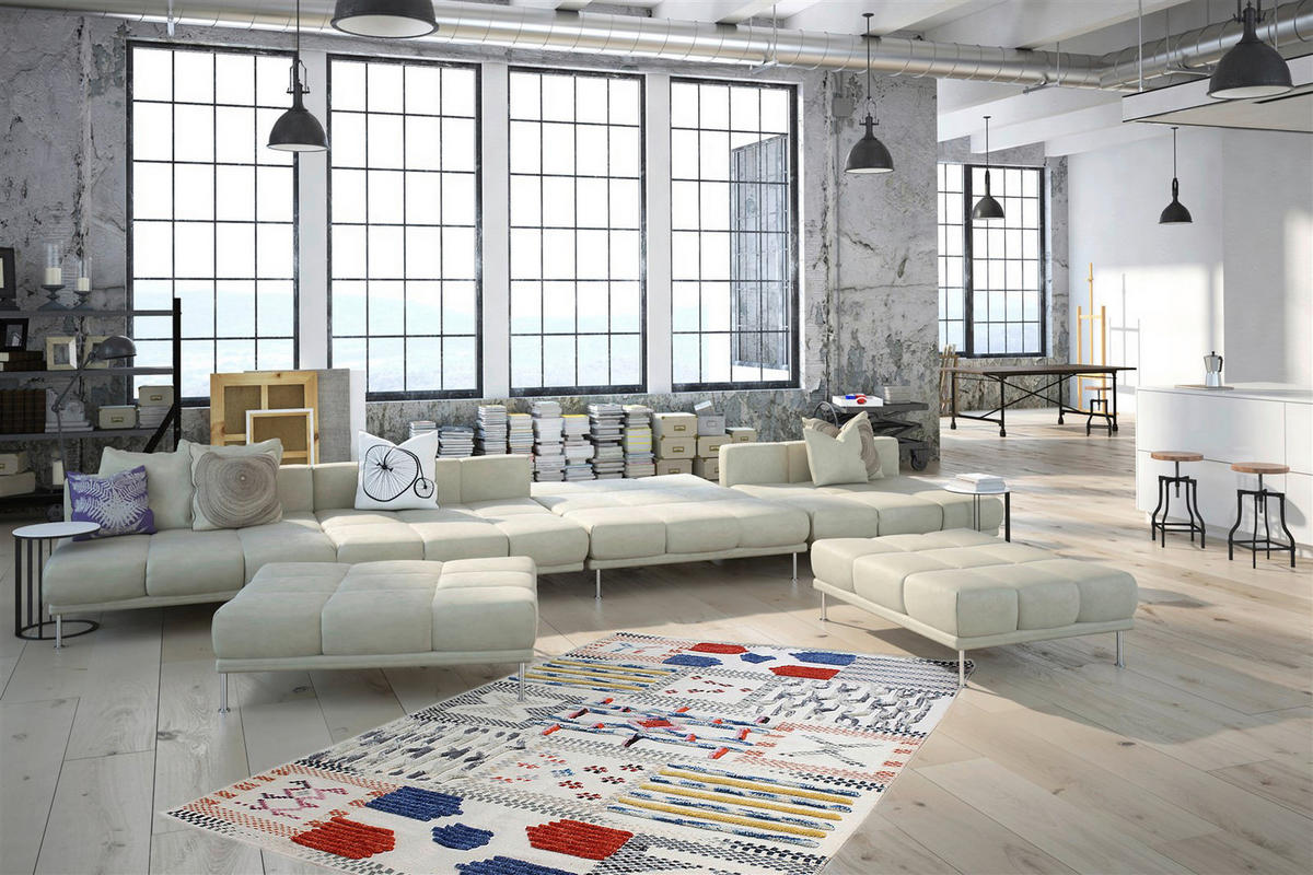 Kayoom Kurzflorteppich Empire 110 mehrfarbig B/L: ca. 80x150 cm Empire 110 - mehrfarbig/elfenbein (80,00/150,00cm) - Kayoom