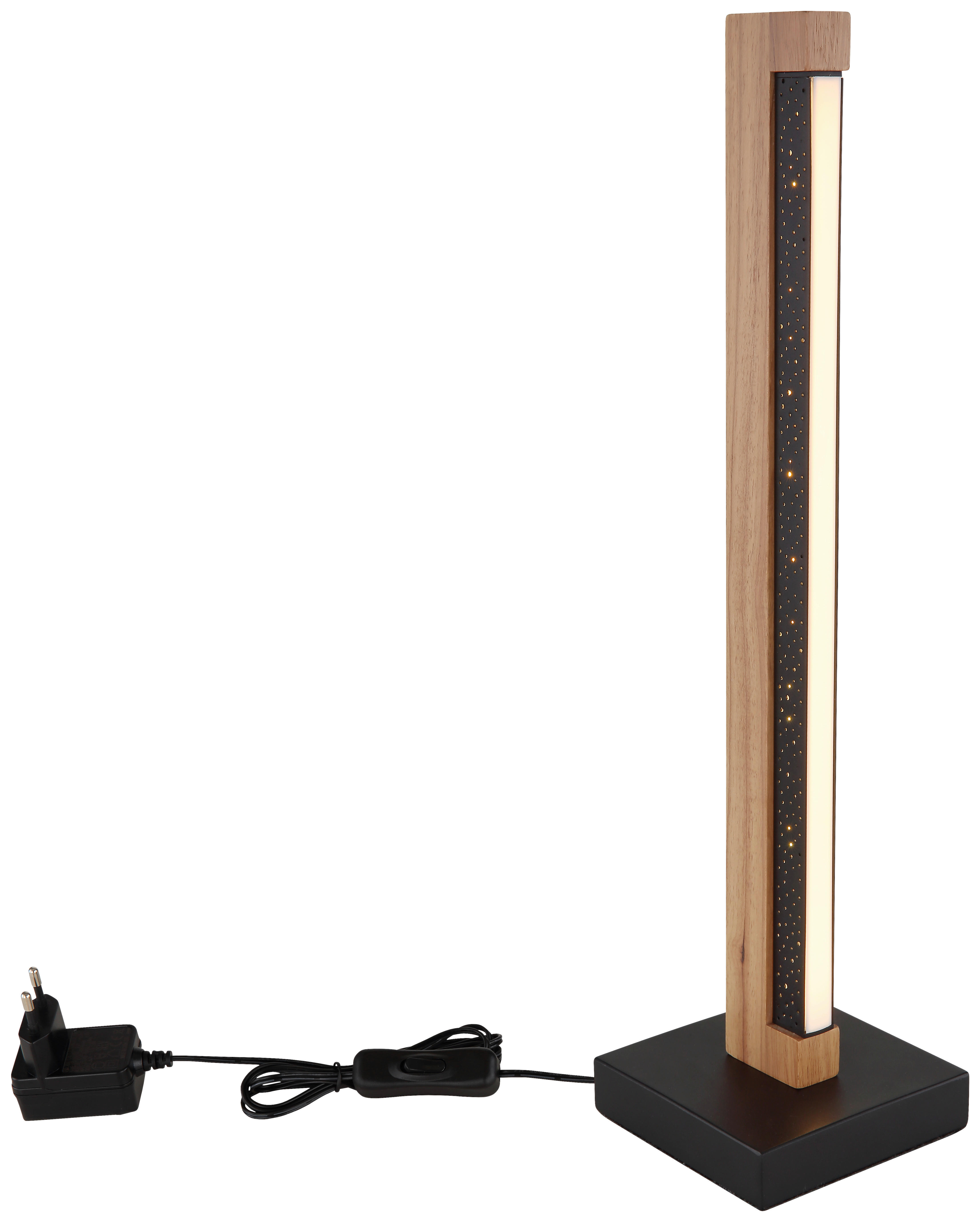 GLOBO LED-Tischleuchte 67849T dunkelbraun mattschwarz Metall Holz Kunststoff B/H/T: ca. 12x48x12 cm STARLA - dunkelbraun/mattschwarz (12,00/48,00/12,00cm) - GLOBO