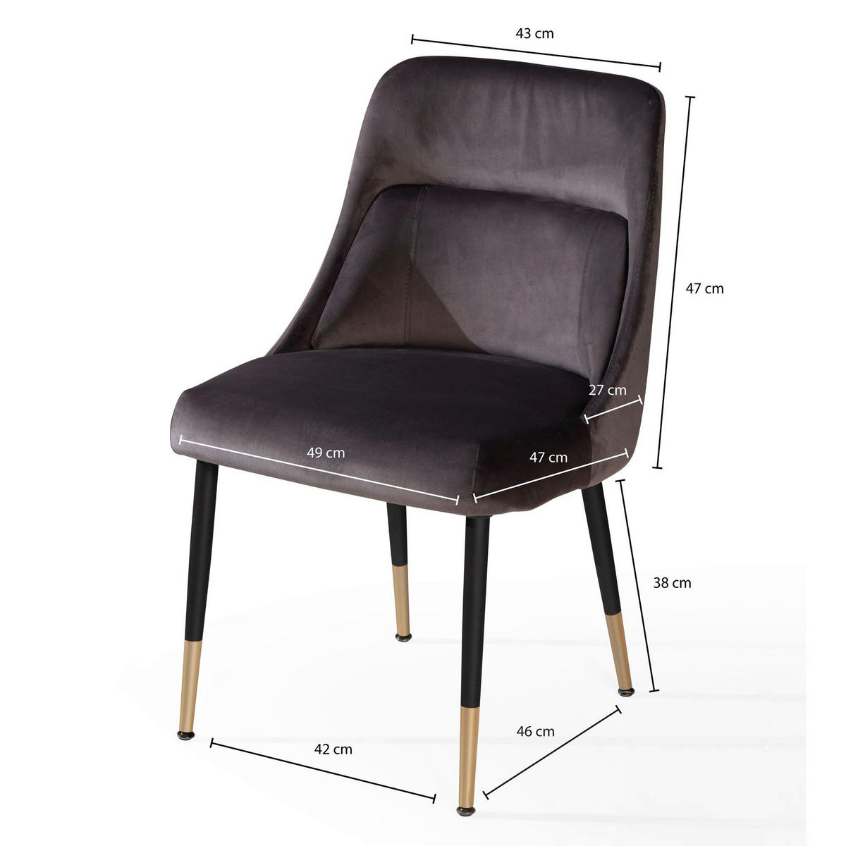 Stuhl schwarz Polyester Esszimmerstuhl - schwarz - Wohnling