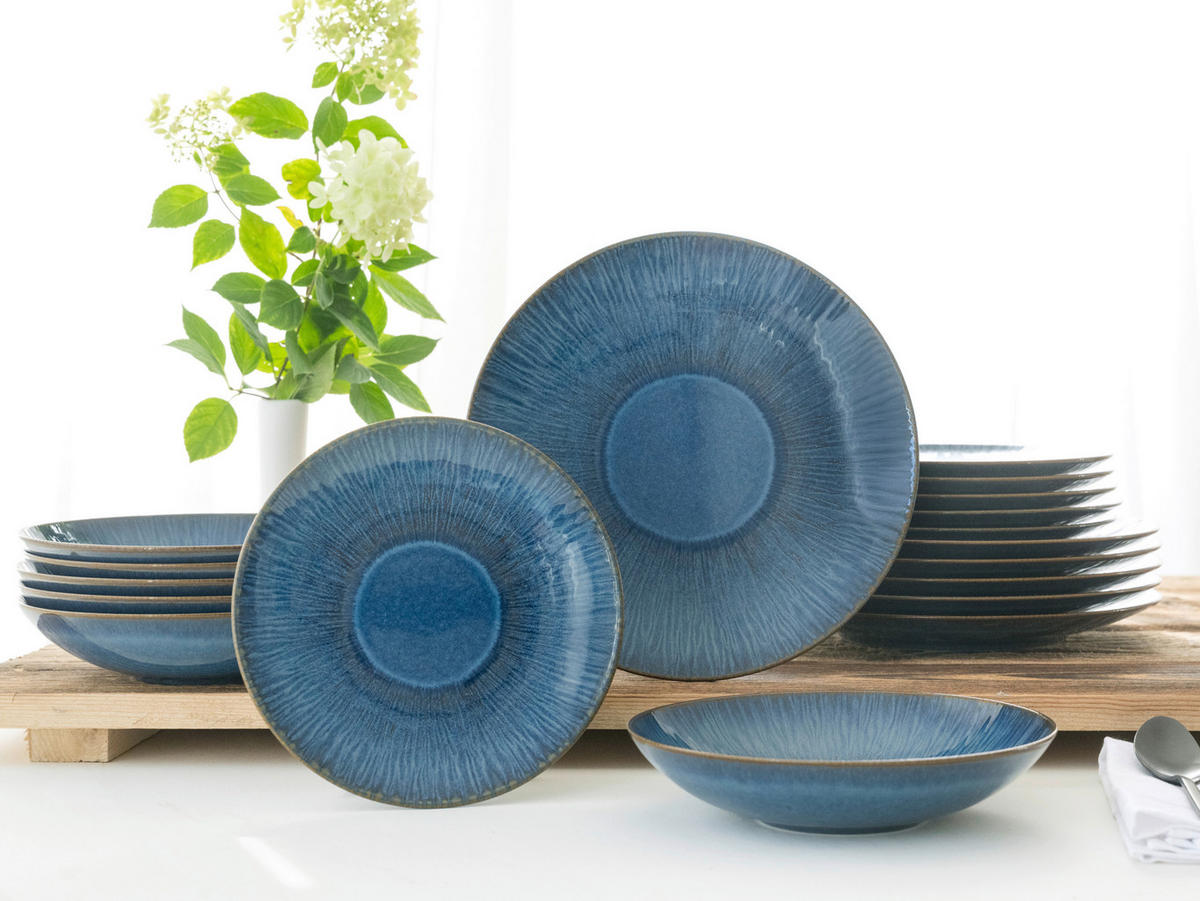 CreaTable Tafelservice Sea Breeze blau Steinzeug 18 tlg. Sea Breeze - blau - CreaTable