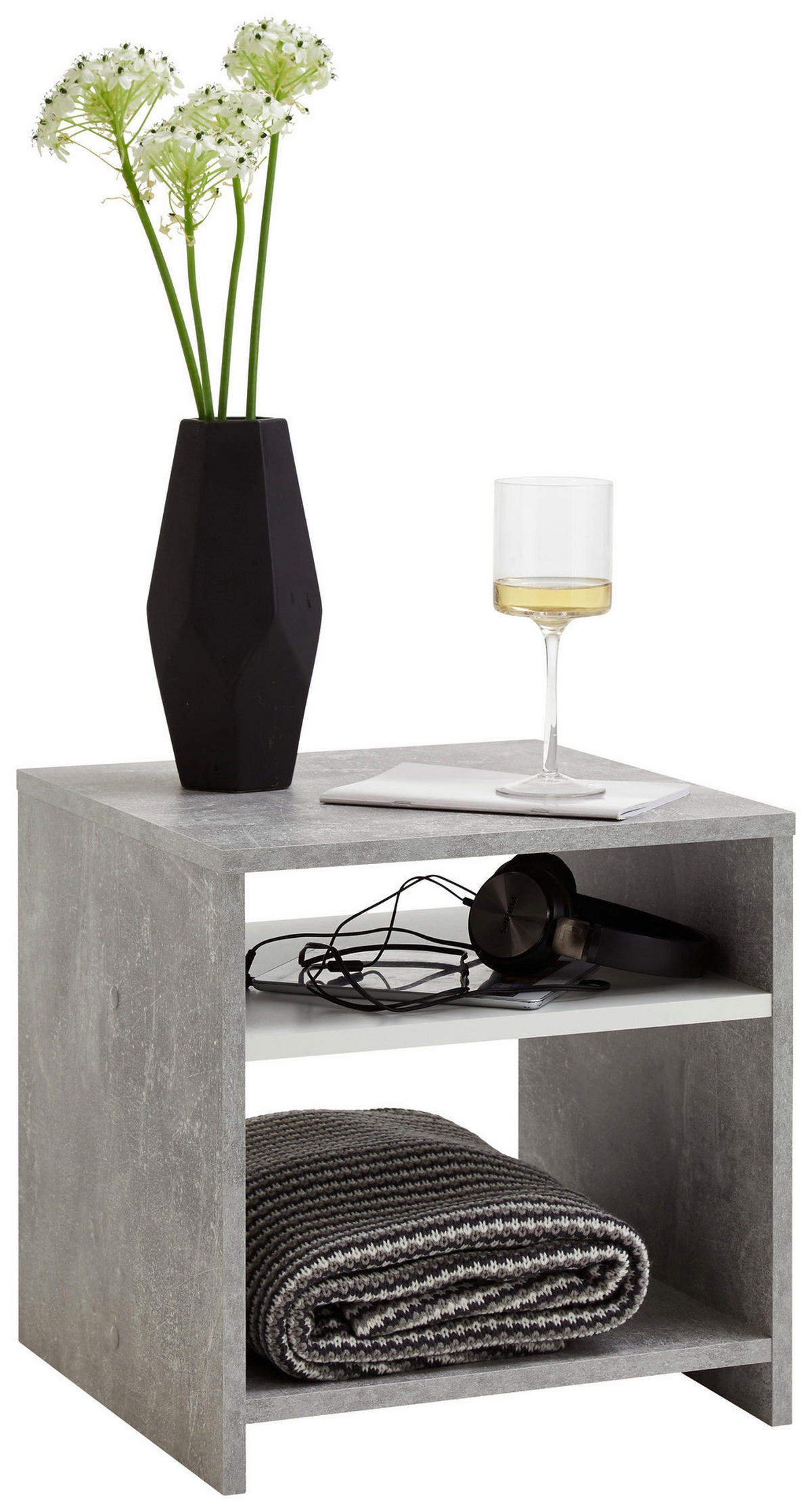 Beistelltisch  Beton Optik weiß B/H/T: ca. 40x40x40 cm Lund_Beistelltisch 653-001 - weiß (40,00/40,00/40,00cm)