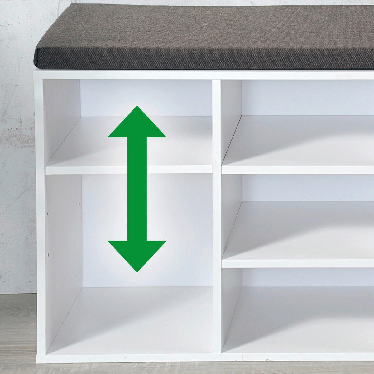 Kesper Schuhschrank mit Sitzkissen weiß Spanplatte B/H/L: ca. 29,5x48x103,5 cm Schuhschrank_mit_Sitzkissen - braun/weiß (103,50/29,50/48,00cm) - Kesper