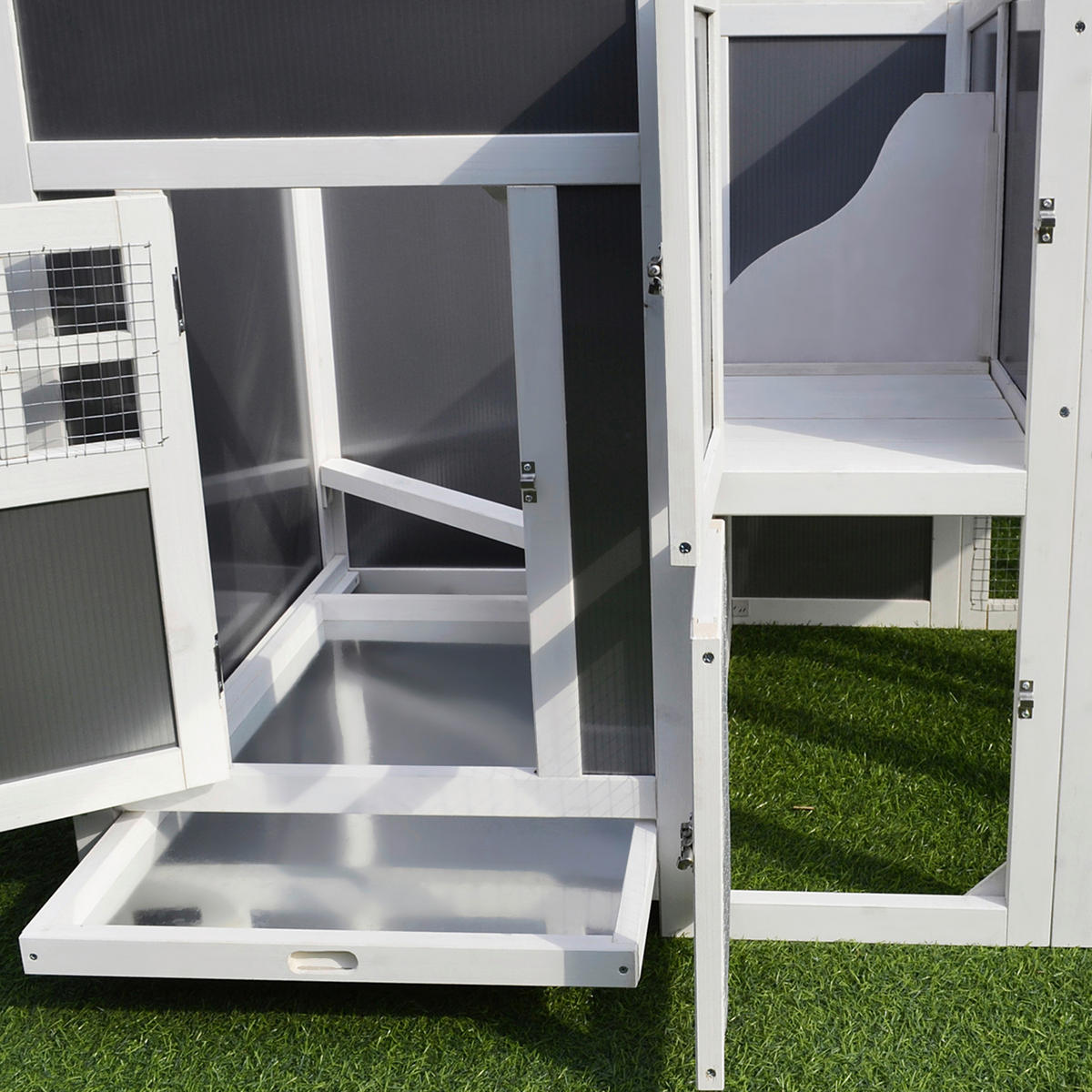PawHut Stall weiß Polypropylen B/H/L: ca. 75x160x80 cm Hühnerstall - weiß/grau (80,00/75,00/160,00cm) - PawHut