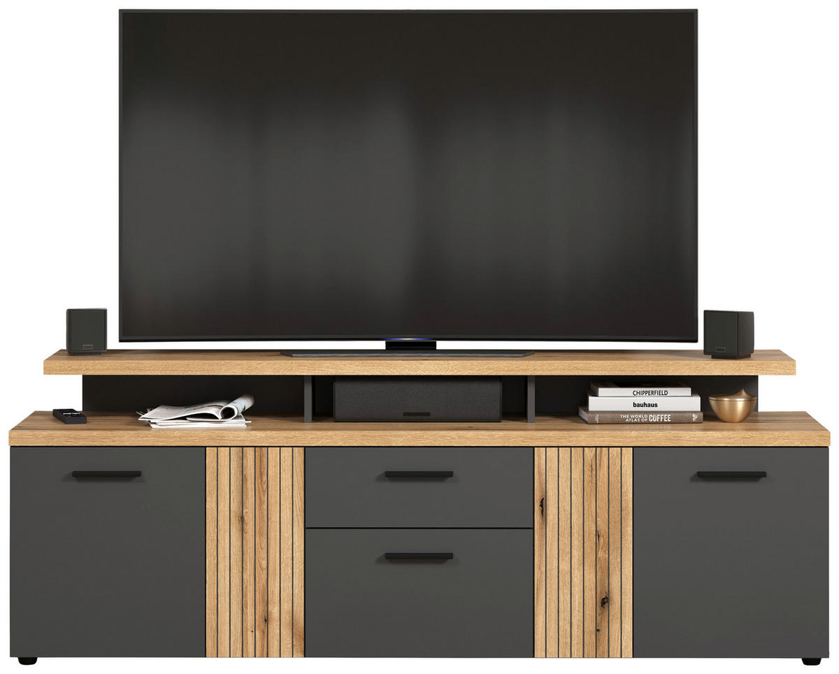 TV-Lowboard Esteban Eiche Evoke Oak Nachbildung anthrazit B/H/T: ca. 180x66x47 cm Esteban - Eiche/anthrazit (180,00/66,00/47,00cm)