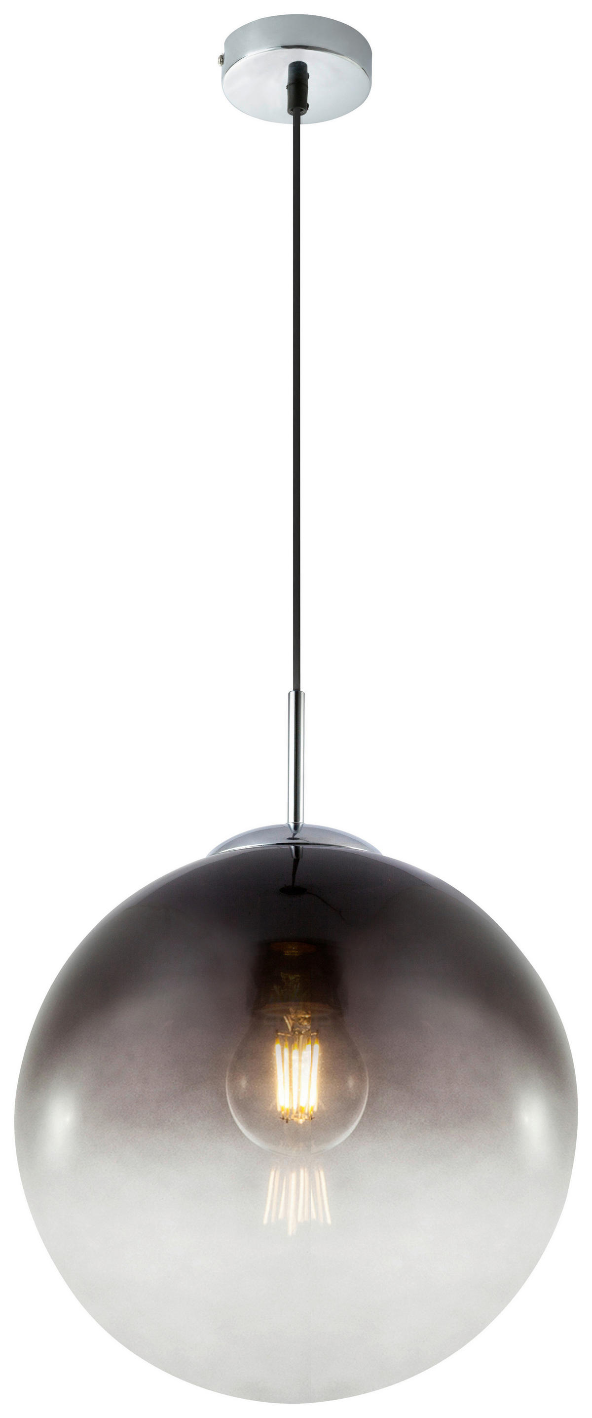 GLOBO Pendelleuchte 15863 Chrom Rauchglas H/D: ca. 120x30 cm E27 1 Brennstellen Pendelleuchte_Varus chrom/rauch - Chrom (30,00/120,00cm) - GLOBO