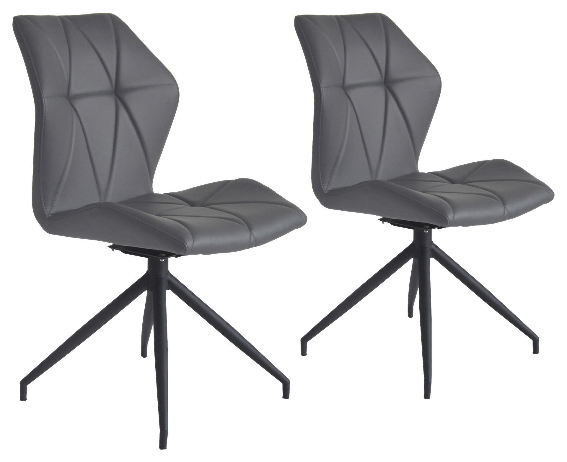 Stuhl IMKE  2er-Set grau schwarz Kunstleder Metall B/H/T: ca. 52x90,5x62 cm IMKE  2er-Set - schwarz/grau (52,00/90,50/62,00cm) - byLIVING