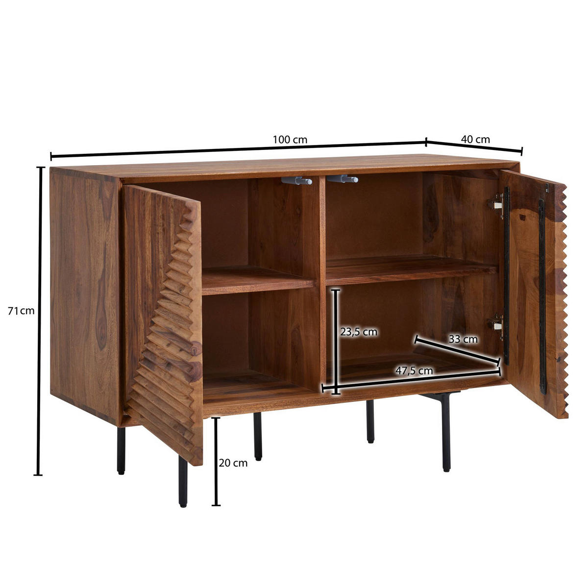 Sideboard rosenholz Nachbildung B/H/T: ca. 100x71x40 cm Sideboard - rosenholz (100,00/71,00/40,00cm) - Wohnling