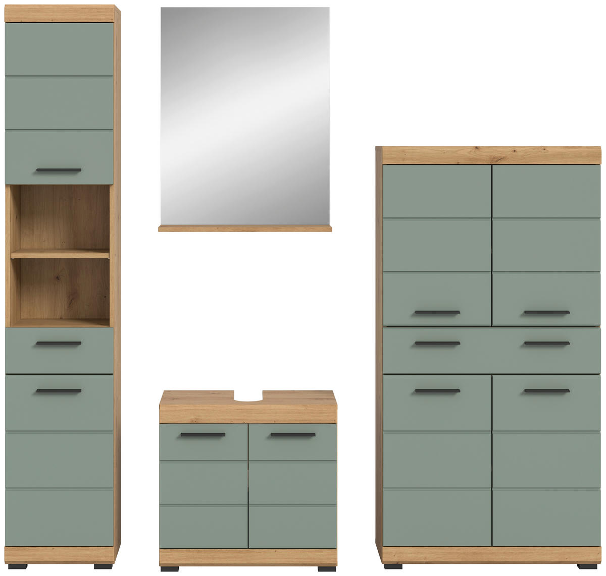 Badezimmer-Set Scout Eiche Artisan Nachbildung salbei Nachbildung B/H/T: ca. 186x191x34 cm Scout - Eiche/salbei (186,00/191,00/34,00cm) - xonox.home