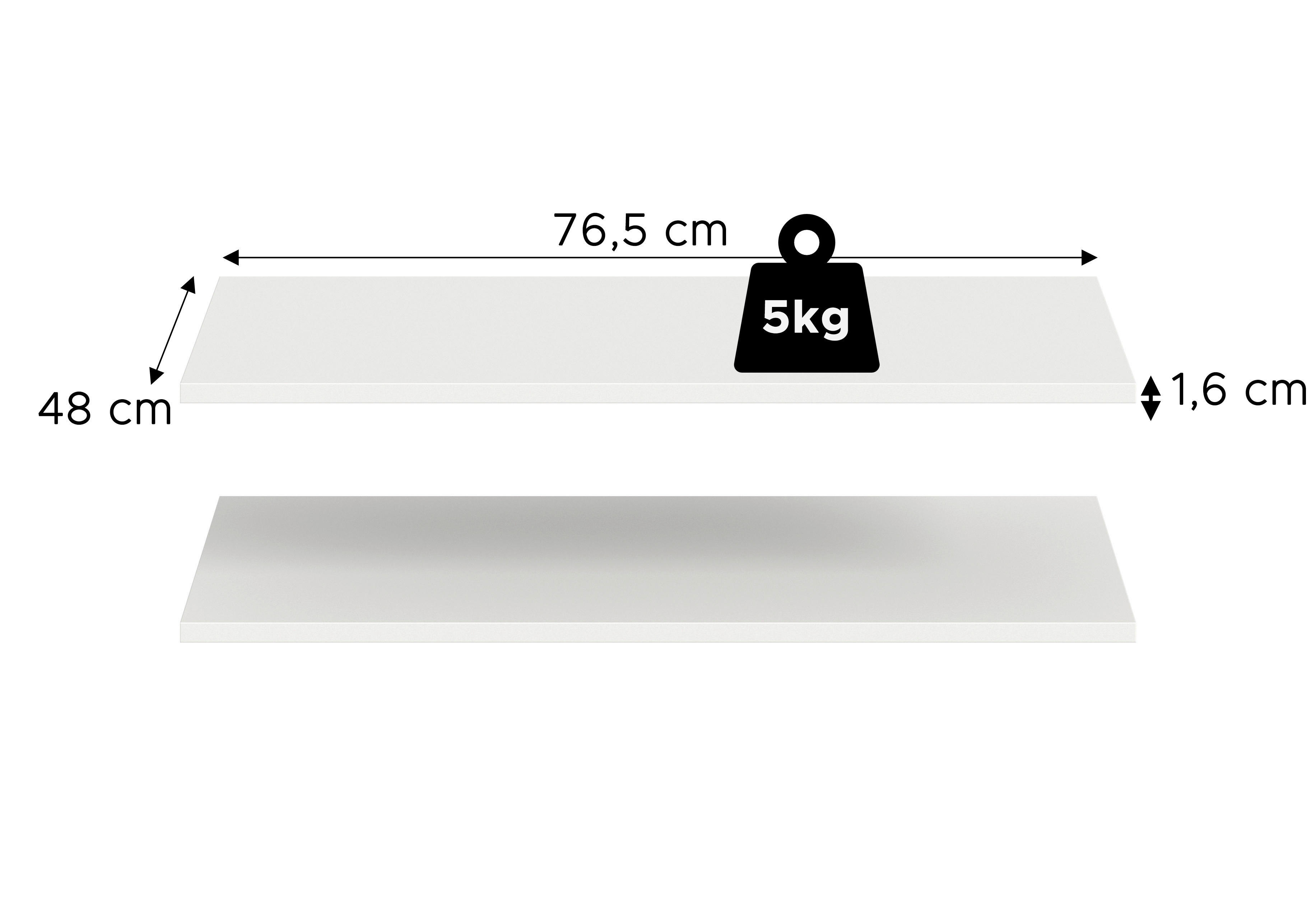 Thumbnail - Einlegeböden-Set ZUBEHÖR 2er weiß B/H/T: ca. 77x2x48 cm