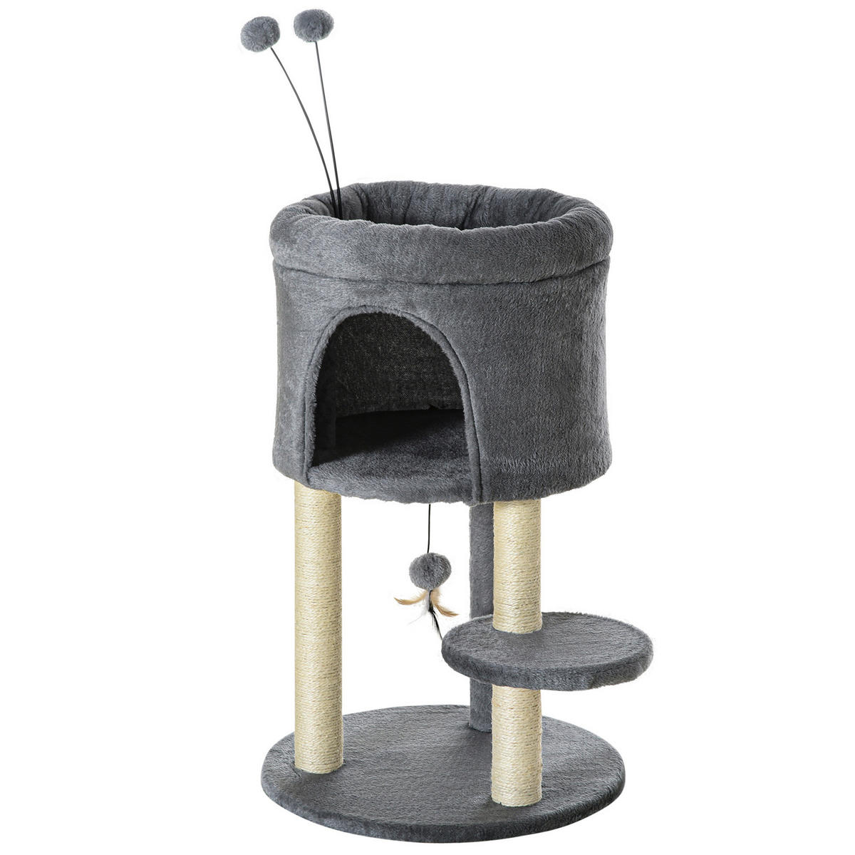 PawHut Kratzbaum grau Polyester B/H/L: ca. 44,5x73,5x44,5 cm Kratzbaum - cremeweiß/grau (44,50/44,50/73,50cm) - PawHut