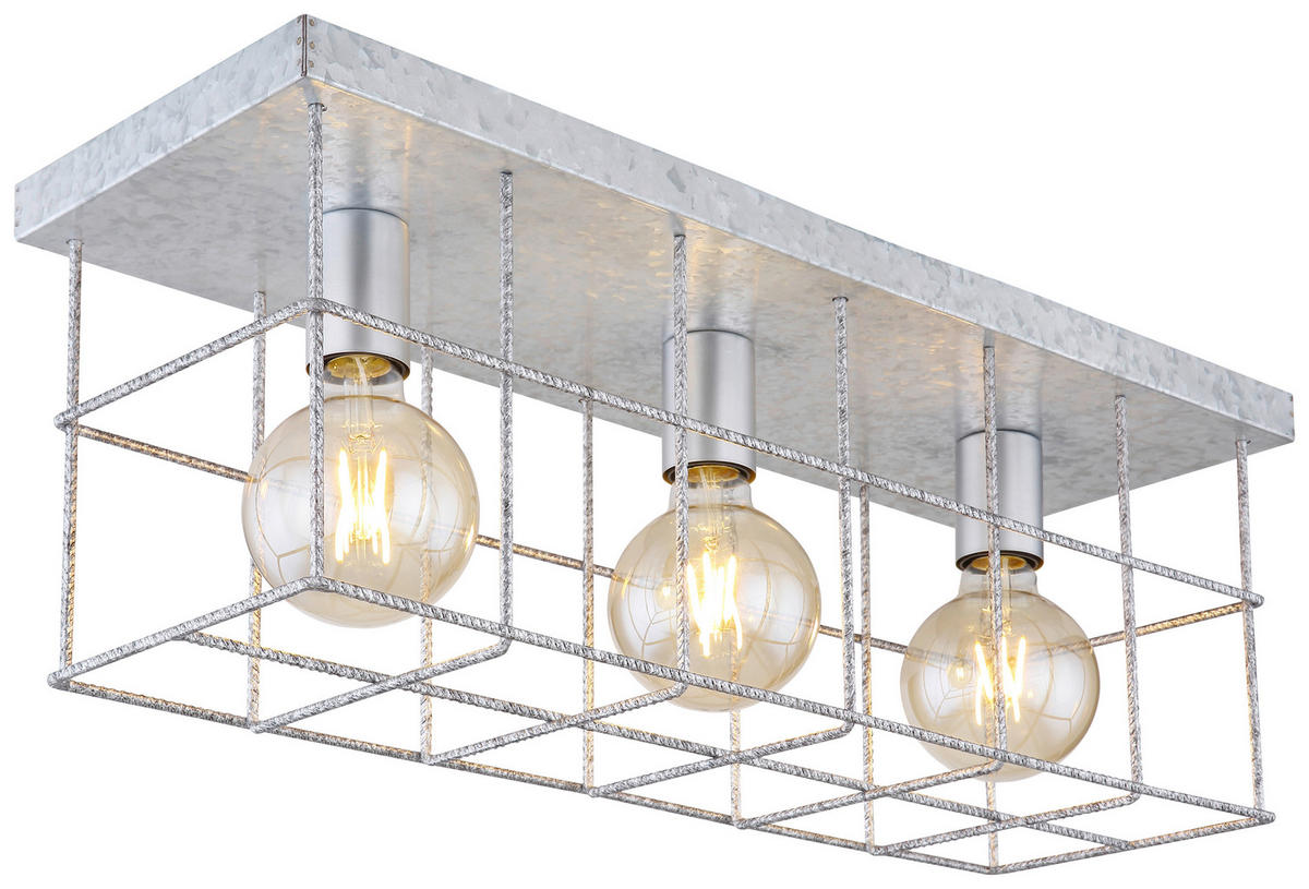 GLOBO Deckenleuchte silber Metall B/H/T: ca. 20x25,8x60 cm 3 Brennstellen 15530Z-3D - silber (20,00/25,80/60,00cm) - GLOBO