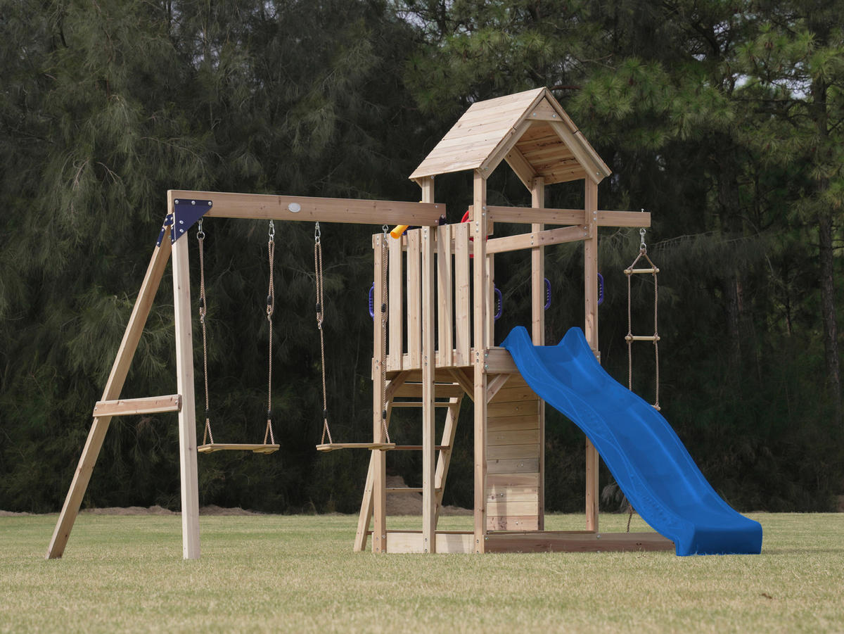 AXI Spielturm Moos blau B/H/L: ca. 342x267x375 cm Moos - braun/blau (375,00/342,00/267,00cm) - AXI