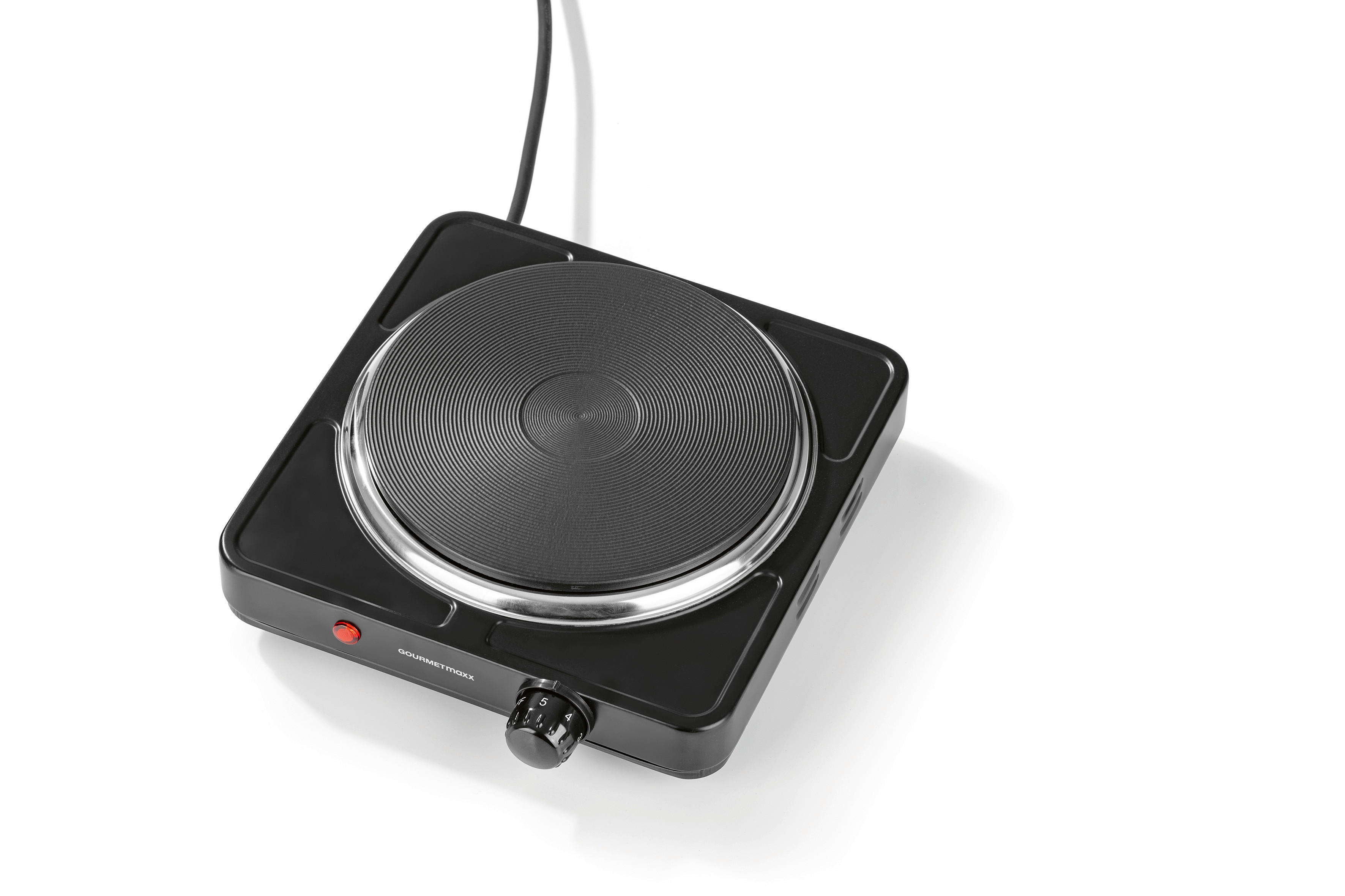 GOURMETmaxx Einzelkochplatte 14430 schwarz Metall B/H/L: ca. 23,5x7,5x23,5 cm Einzelkochplatte 14430 - schwarz (23,50/23,50/7,50cm) - GOURMETmaxx
