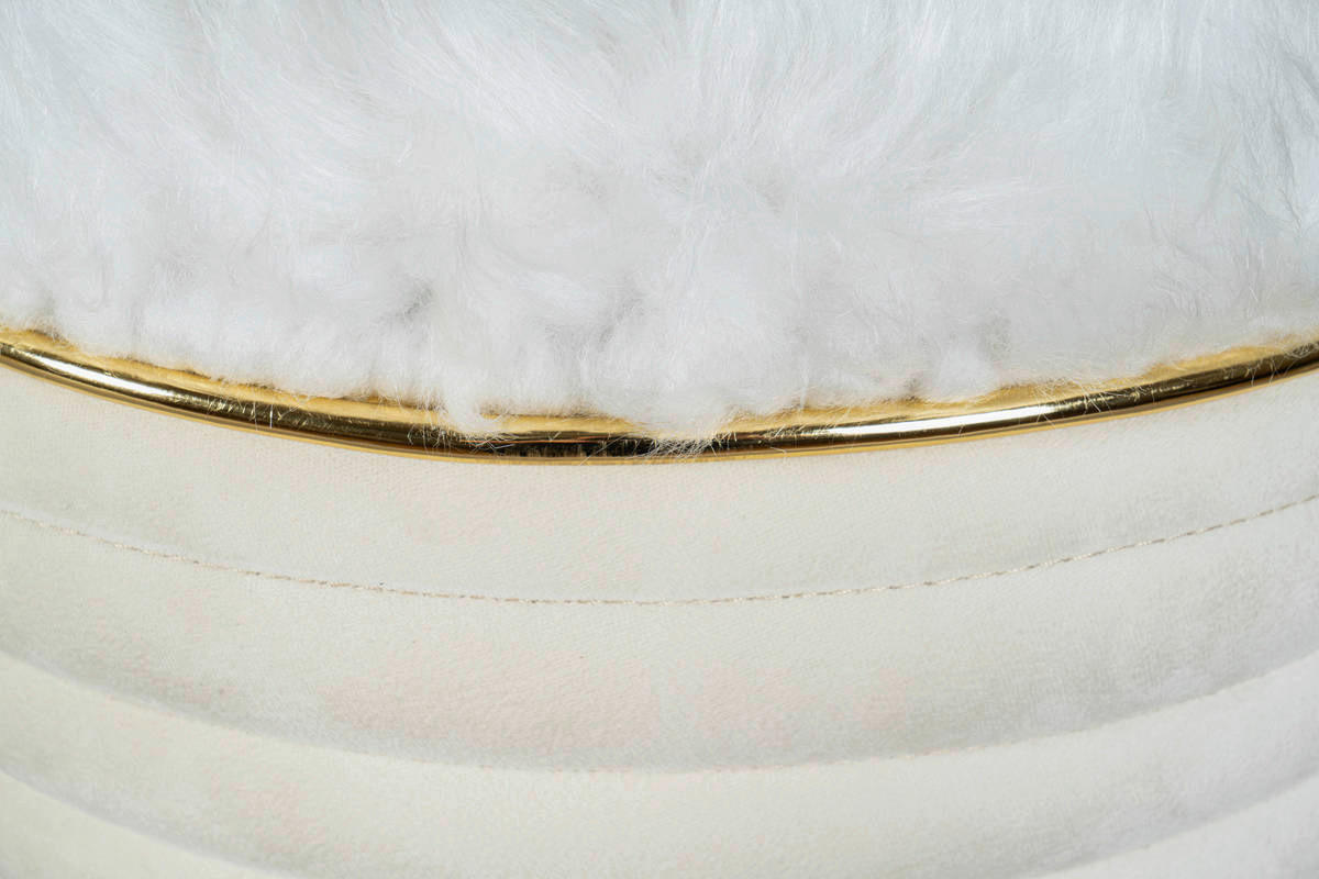 Thumbnail - 360 Living Hocker Doric 300 elfenbein gold H/D: ca. 50x42 cm