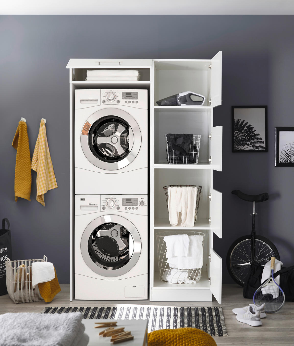 Respekta Hauswirtschaftsraum-Set Clara weiß matt B/H/T: ca. 117,4x200x67,6 cm Clara - weiß (117,40/200,00/67,60cm) - Respekta