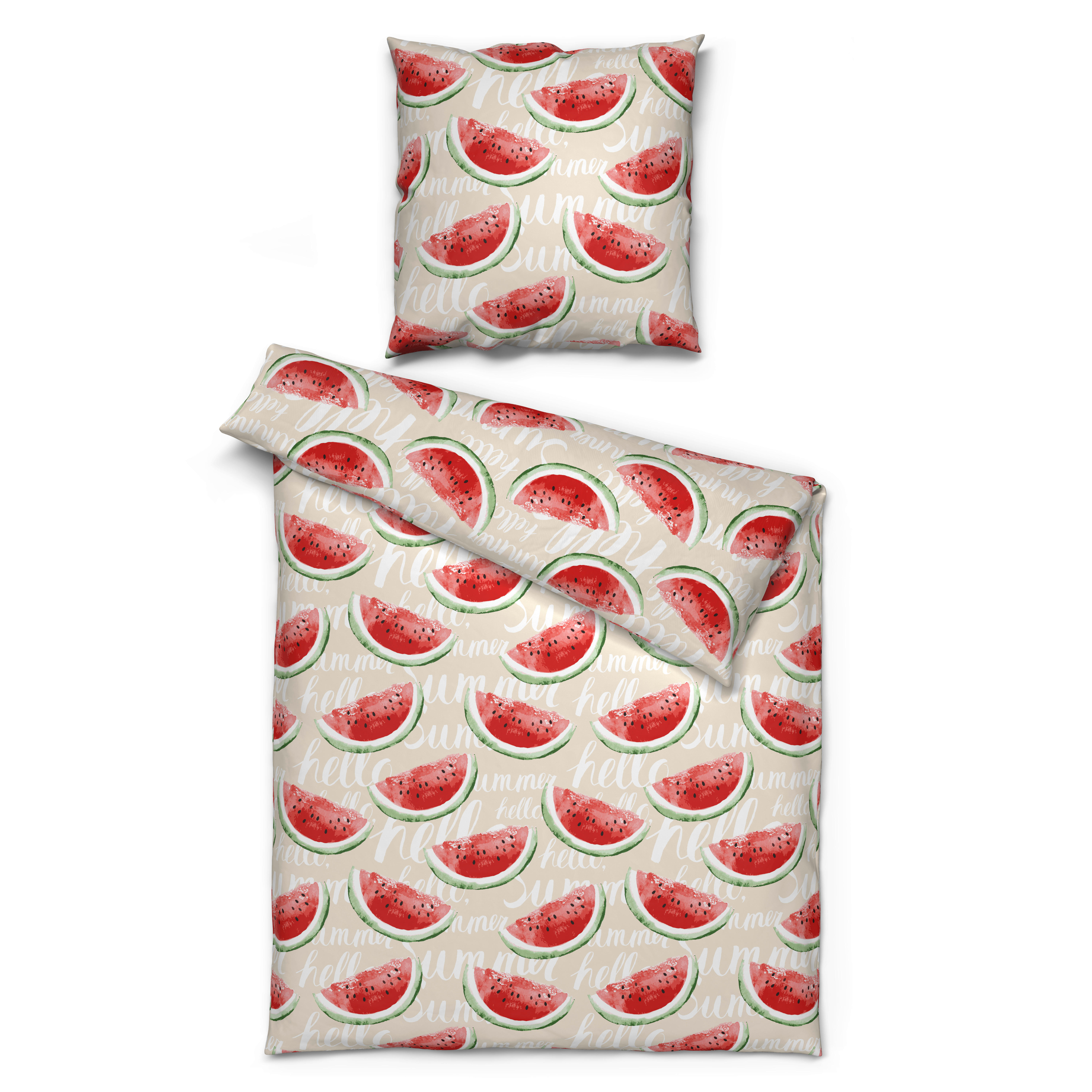 Microfaser Bettwäsche Bettwäsche_Microfaser Melone - beige/rot (135,00/200,00cm)