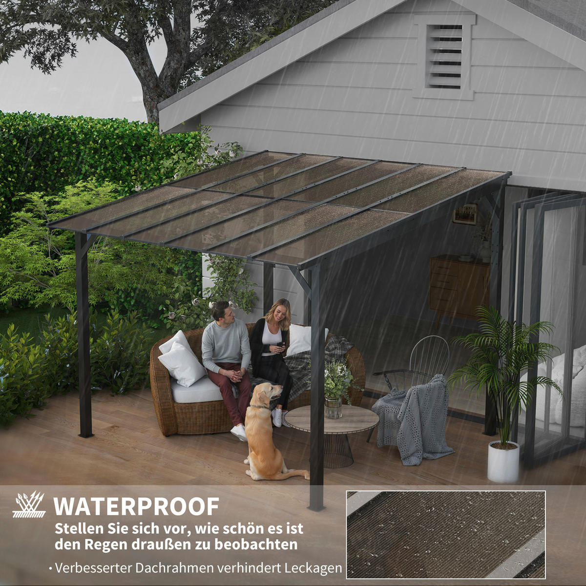 Outsunny Pergola dunkelgrau Metall B/H/L: ca. 294x258x306 cm Pergola - dunkelgrau (306,00/294,00/258,00cm) - Outsunny