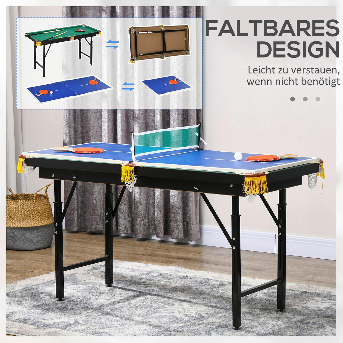 SPORTNOW Multispieltisch grün Stahl B/H/L: ca. 63x80x140 cm Multispieltisch - blau/grün (140,00/63,00/80,00cm) - SPORTNOW