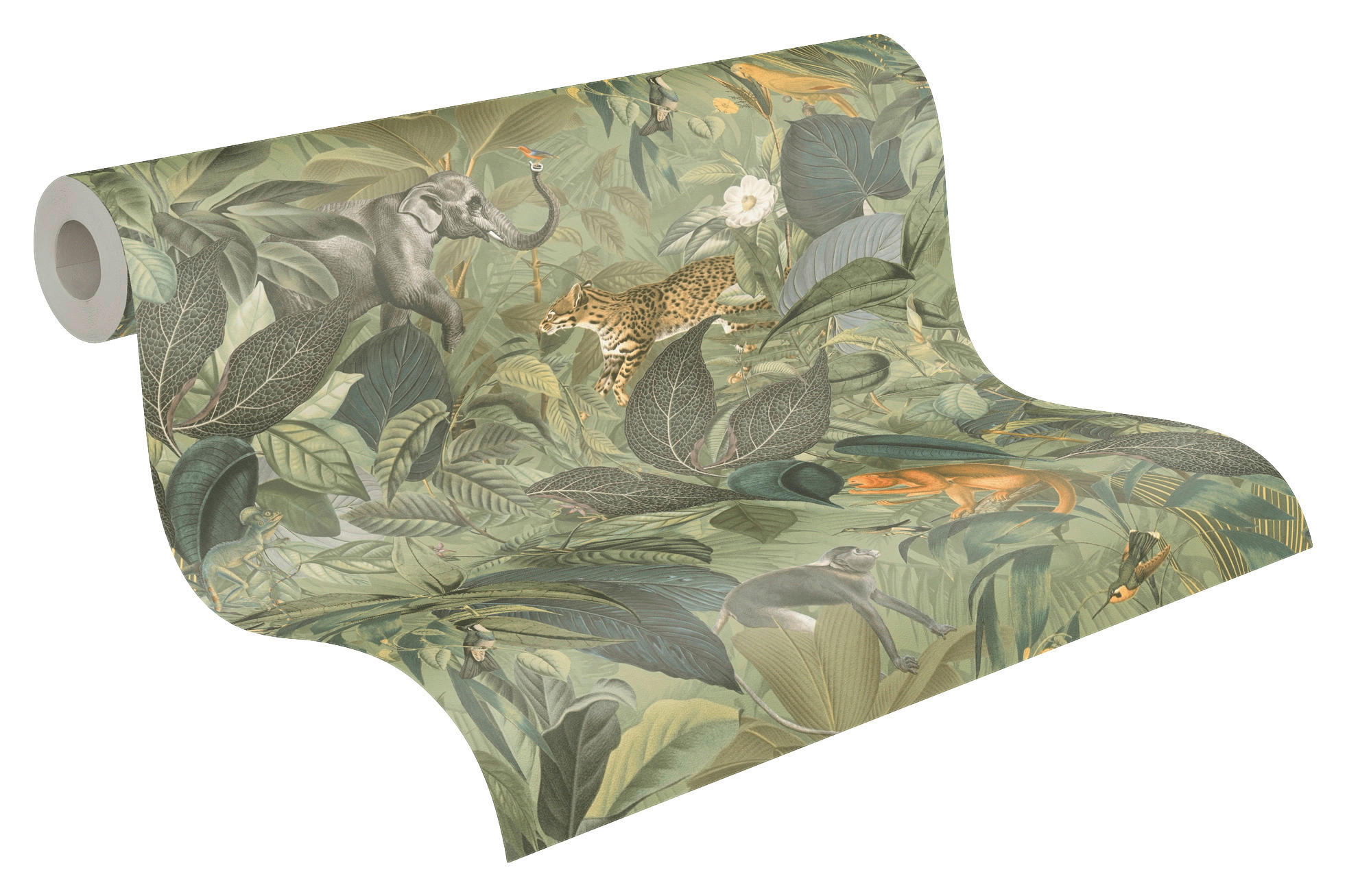 A.S.Creation Vliestapete Dschungelin Floral grün B/H: ca. 0,53x10,05 cm Dschungelin - grün (0,53/10,05cm) - A.S.Creation