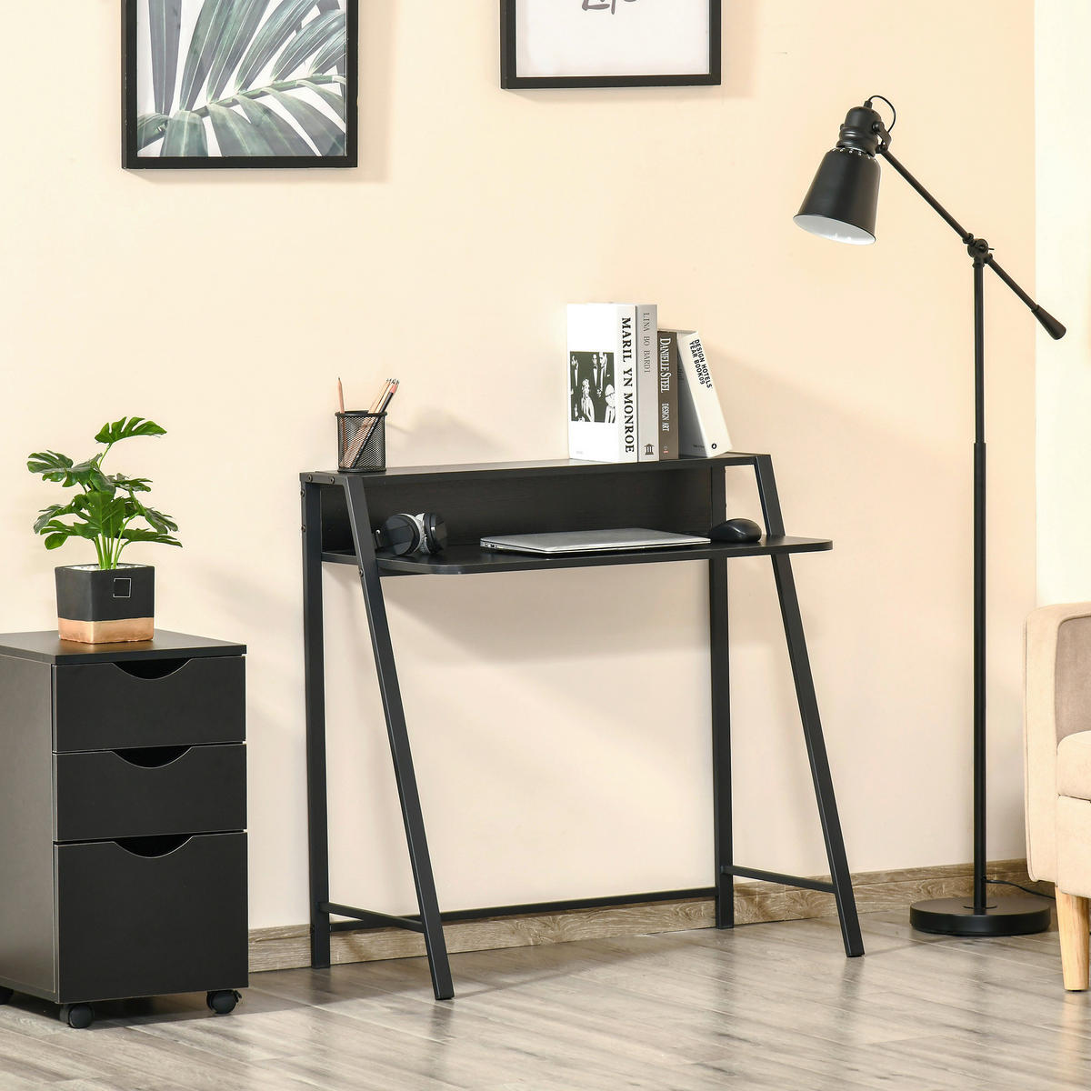 Schreibtisch 836-055BK schwarz B/H/T: ca. 84x85x45 cm 836-055BK - schwarz (84,00/85,00/45,00cm) - HOMCOM