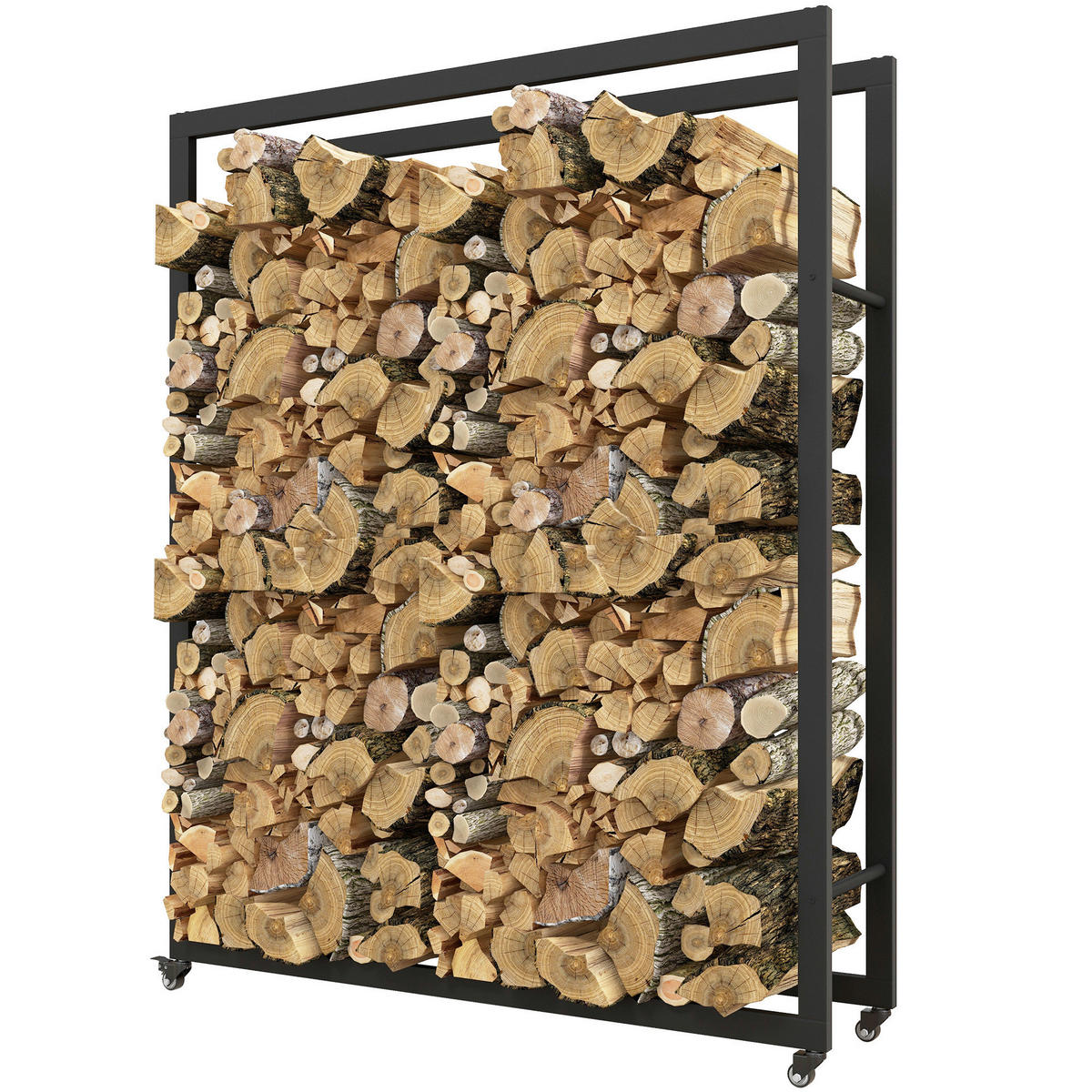 Outsunny Kaminholzregal schwarz B/H/L: ca. 32x151x120 cm Kaminholzregal - schwarz (120,00/32,00/151,00cm) - Outsunny