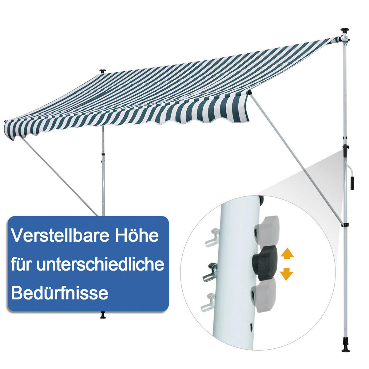 Markise grün B/H/L: ca. 150x280x300 cm Markise - weiß/grün (300,00/150,00/280,00cm) - Outsunny