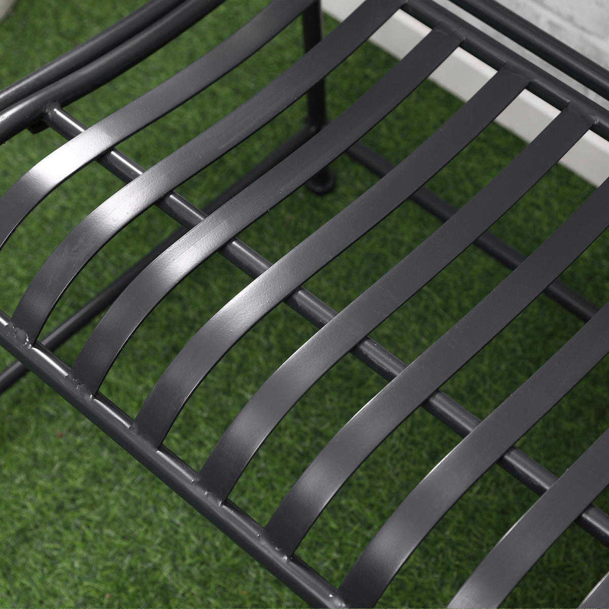 Outsunny Gartenbank grau Metall B/H/L: ca. 54x96x116 cm Gartenbank - grau (116,00/54,00/96,00cm) - Outsunny