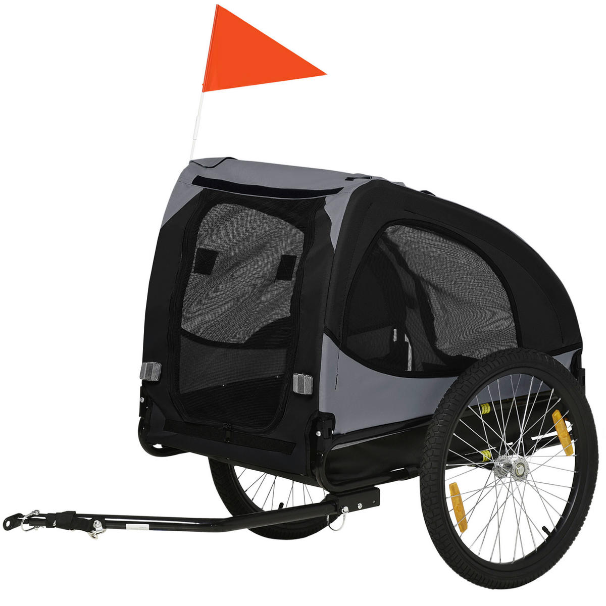 PawHut Hunde-Zubehör schwarz Edelstahl B/H/L: ca. 71x140x83 cm Hundeanhänger - schwarz (83,00/71,00/140,00cm) - PawHut