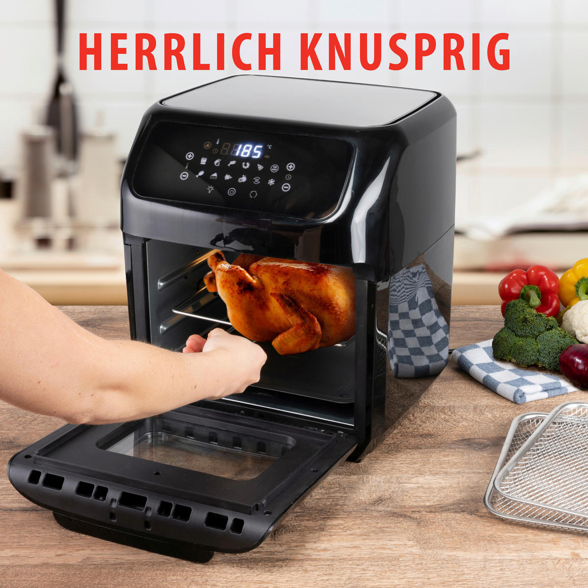 Alpina Heißluftfritteuse schwarz Kunststoff ca. 2 l Heißluftofen/-Fritteuse - schwarz (2,00l) - Alpina