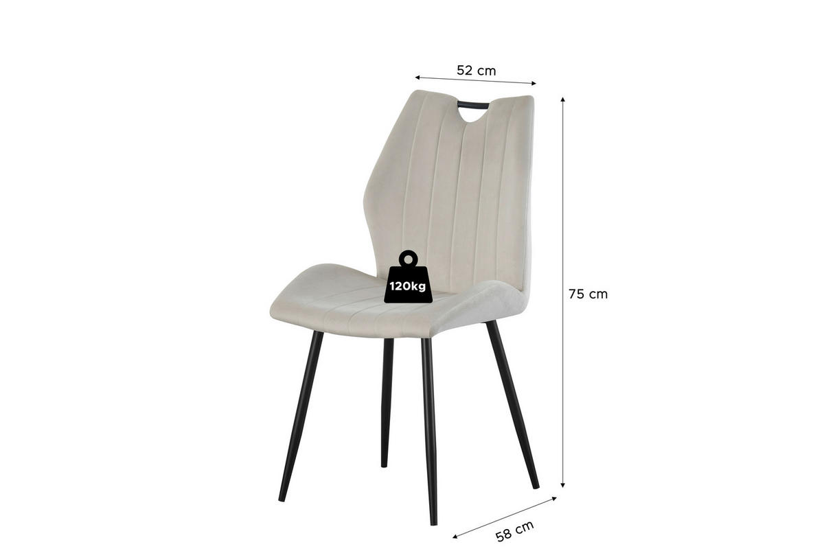 Stuhl CHRISTIN, 2er Set creme schwarz B/H/T: ca. 52x58x75 cm CHRISTIN, 2er Set - creme/schwarz (52,00/58,00/75,00cm) - xonox.home