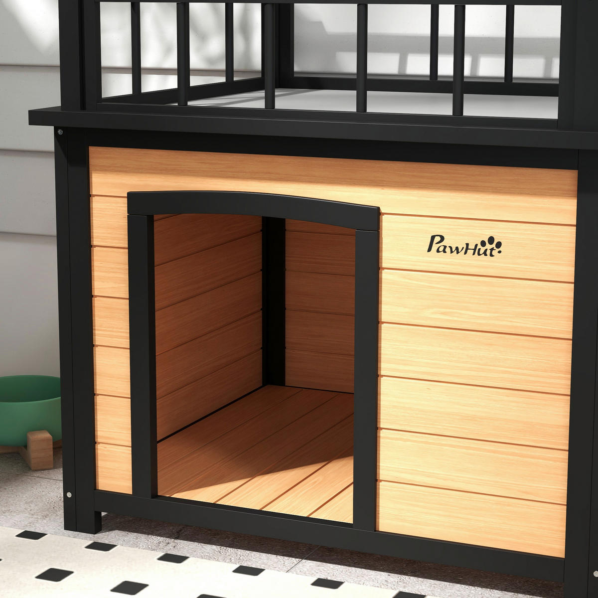 PawHut Hundehütte gelb Holz B/H/L: ca. 77x78x121 cm Hundehütte - gelb (121,00/77,00/78,00cm) - PawHut