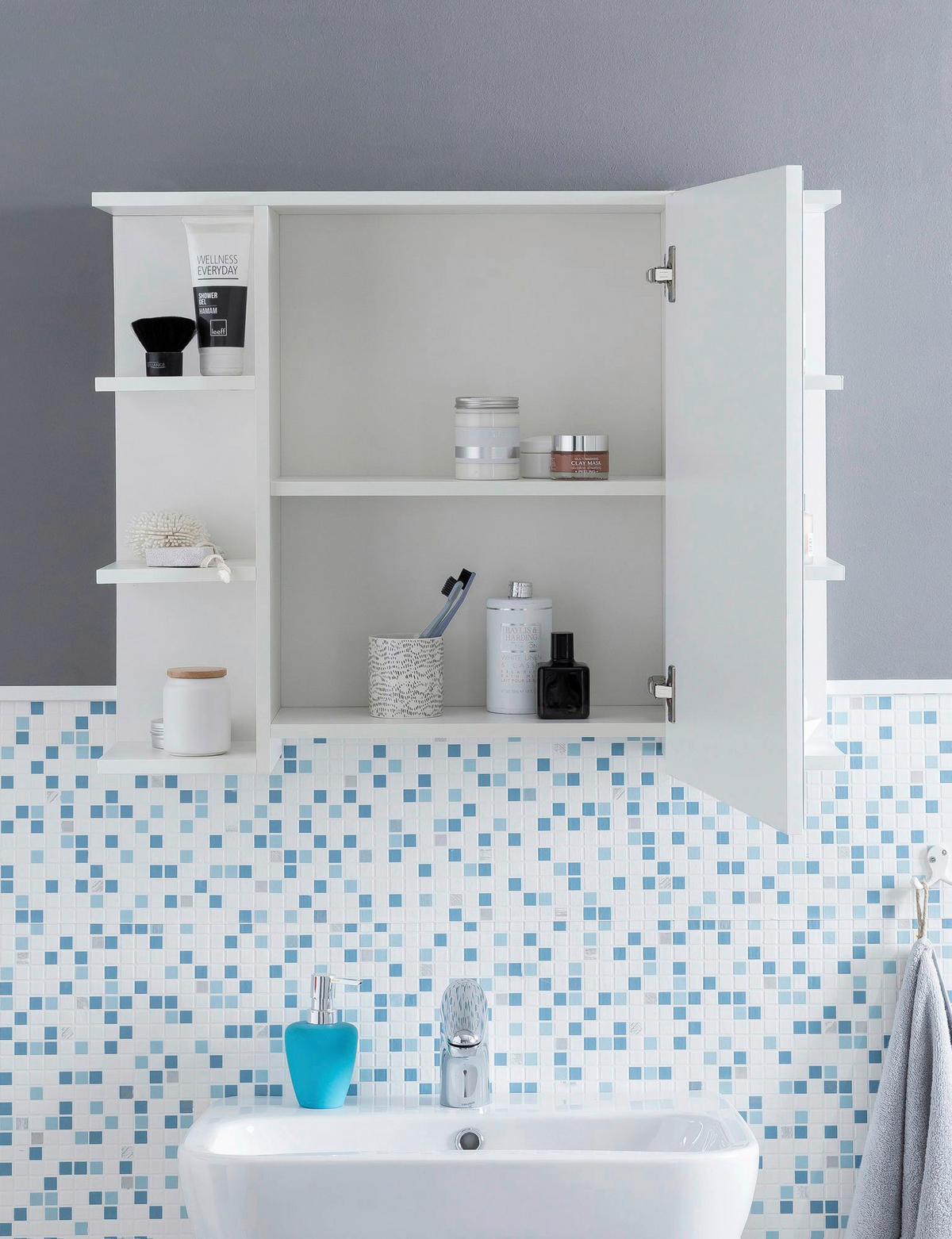 Hängeschrank weiß Spanplatte B/H/T: ca. 80x64x20 cm Hängeschrank - weiß (80,00/64,00/20,00cm) - Wohnling