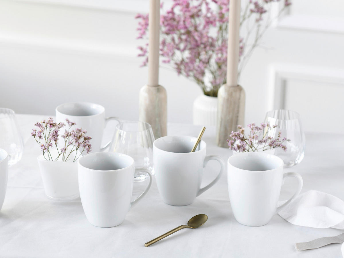 CreaTable Kaffeebecher Luna weiß Porzellan 6 tlg. Luna - weiß - CreaTable