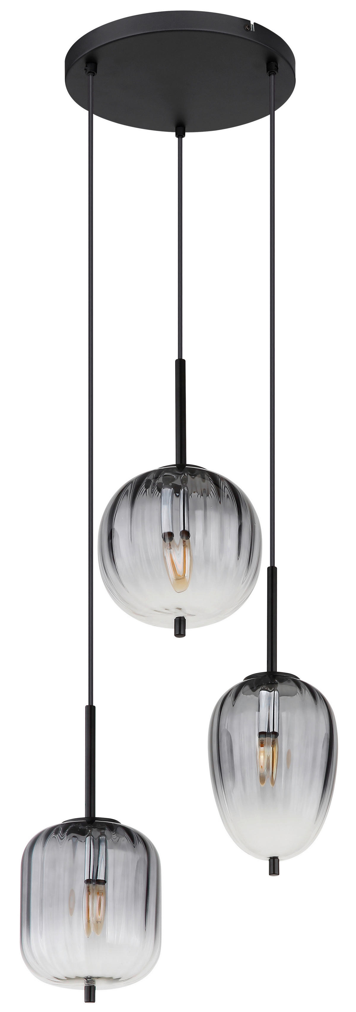 GLOBO Pendelleuchte mattschwarz Glas Metall H/D: ca. 120x46 cm 3.0 Brennstellen 15215-3 - mattschwarz (46,00/120,00cm) - GLOBO