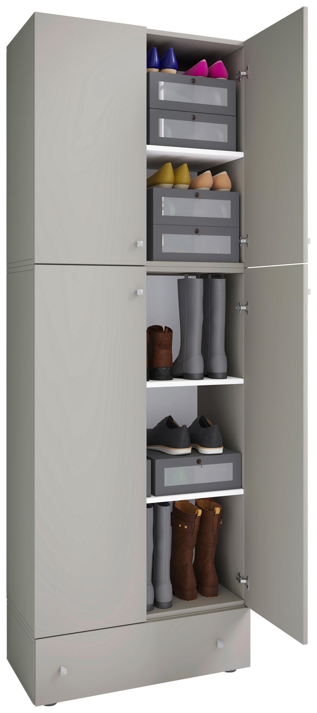 Schuhschrank Lona grau weiß B/H/T: ca. 70x200x39 cm Lona - weiß/grau (70,00/200,00/39,00cm) - VCM Möbel