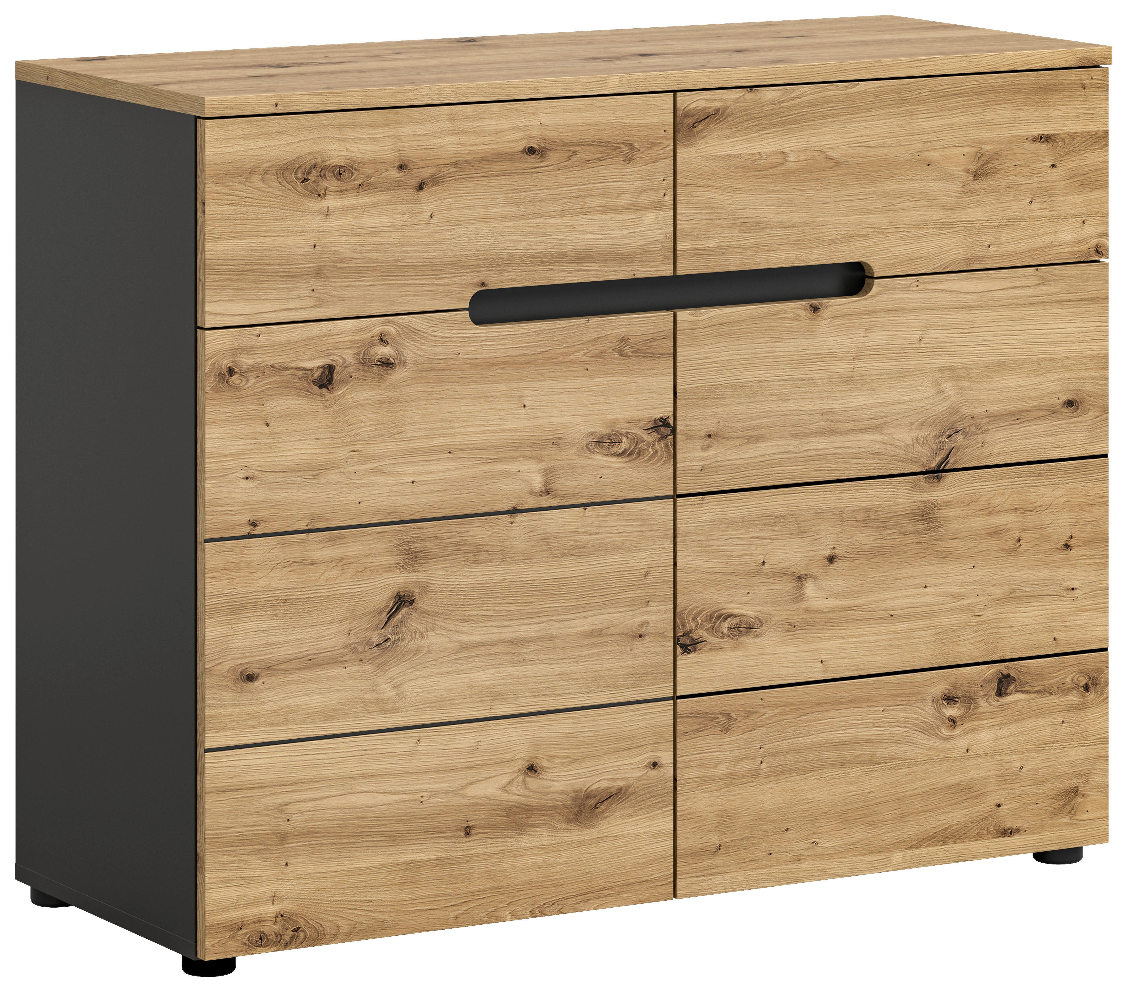 Kommode CANU edles Basaltgrau Nachbildung Eiche Artisan Nachbildung B/H/T: ca. 100x81x40 cm CANU - Eiche/edles Basaltgrau (100,00/81,00/40,00cm) - xonox.home