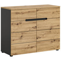 Kommode CANU edles Basaltgrau Nachbildung Eiche Artisan Nachbildung B/H/T: ca. 100x81x40 cm CANU - Eiche/edles Basaltgrau (100,00/81,00/40,00cm) - xonox.home