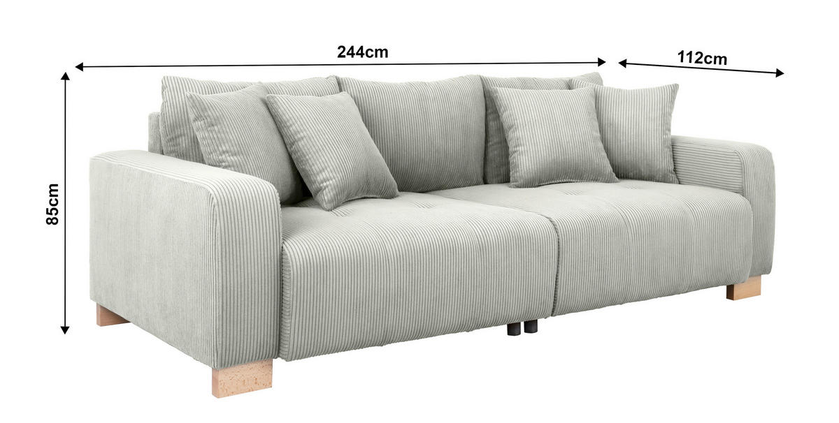 Big Sofa Alpha New hellgrau Microfaser B/H/T: ca. 244x85x112 cm Alpha New - hellgrau/buche (244,00/85,00/112,00cm)