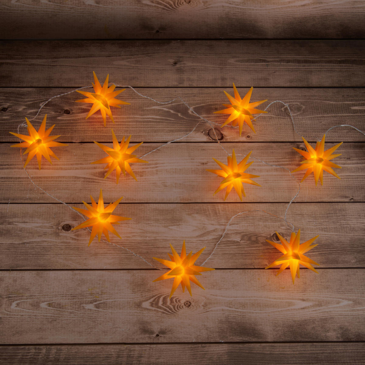 Näve Leuchten LED-Lichterkette gelb Kunststoff B/H/T: ca. 12x12x740 cm LED-Lichterkette 3D-STERNE - gelb (12,00/12,00/740,00cm) - Näve Leuchten